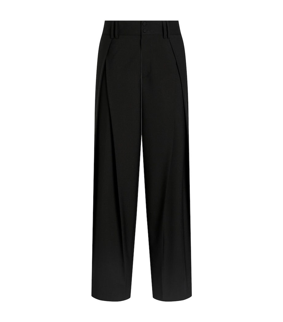 Dolce&Gabbana Mens Virgin wool Pleated Trousers Black Image 1