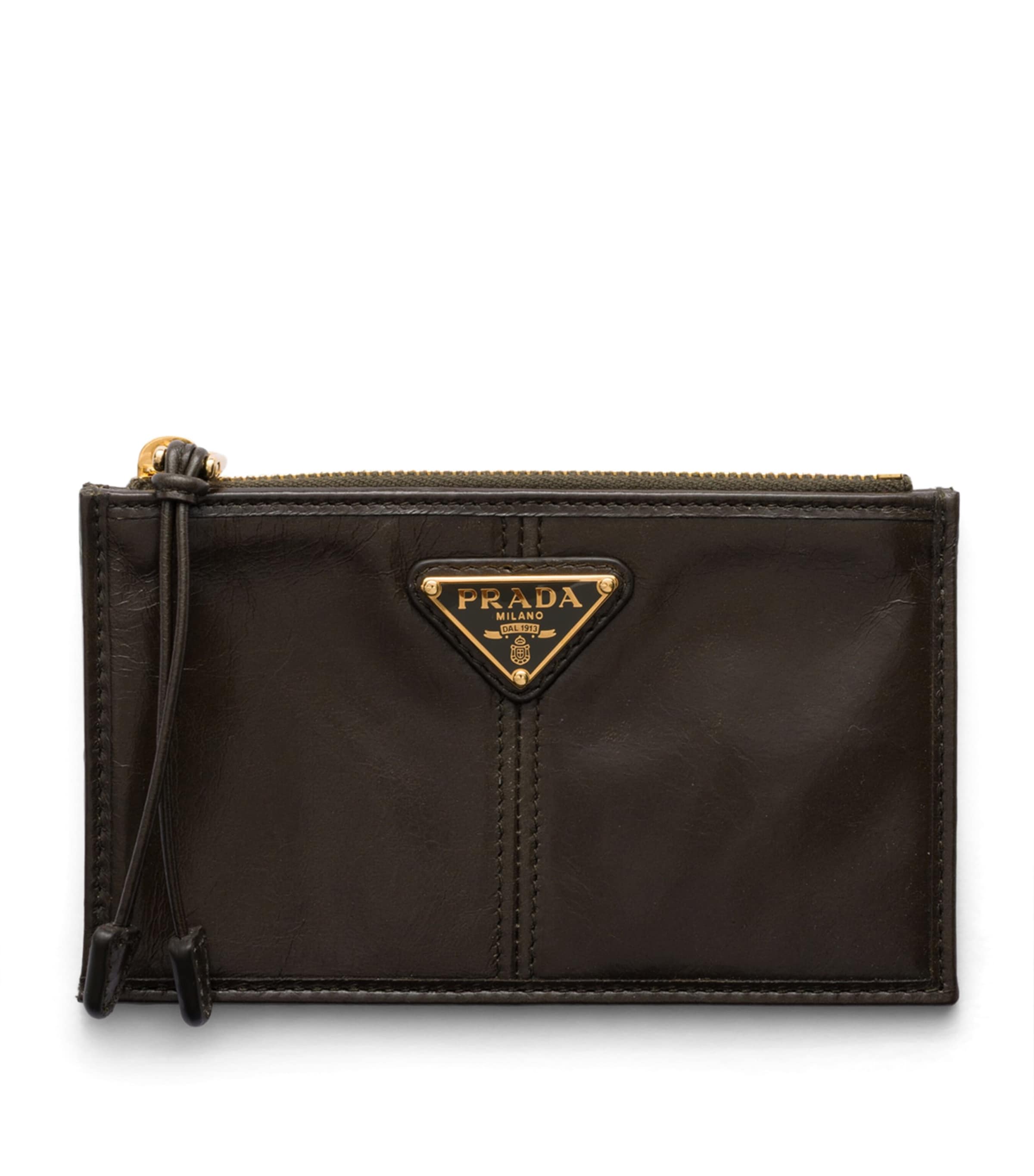 Prada Saffiano Leather Zip Card Holder Green Image 1