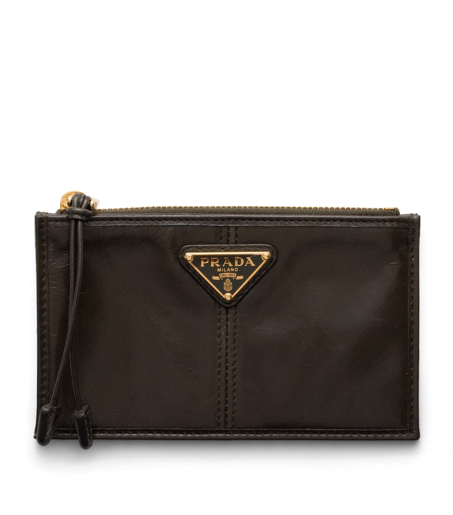 Prada Saffiano Leather Zip Card Holder Green Image 1