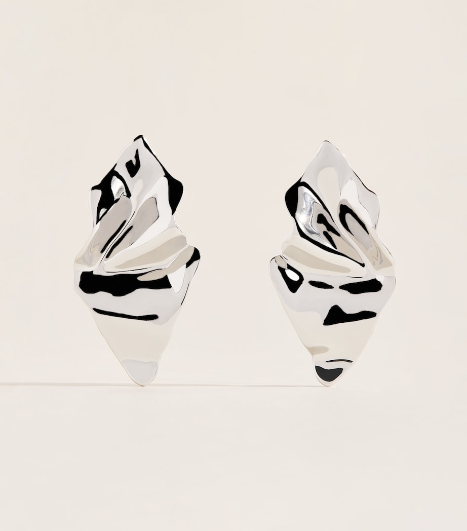 Alexis Bittar Small Crumpled Earrings No Stone Silver Image 1