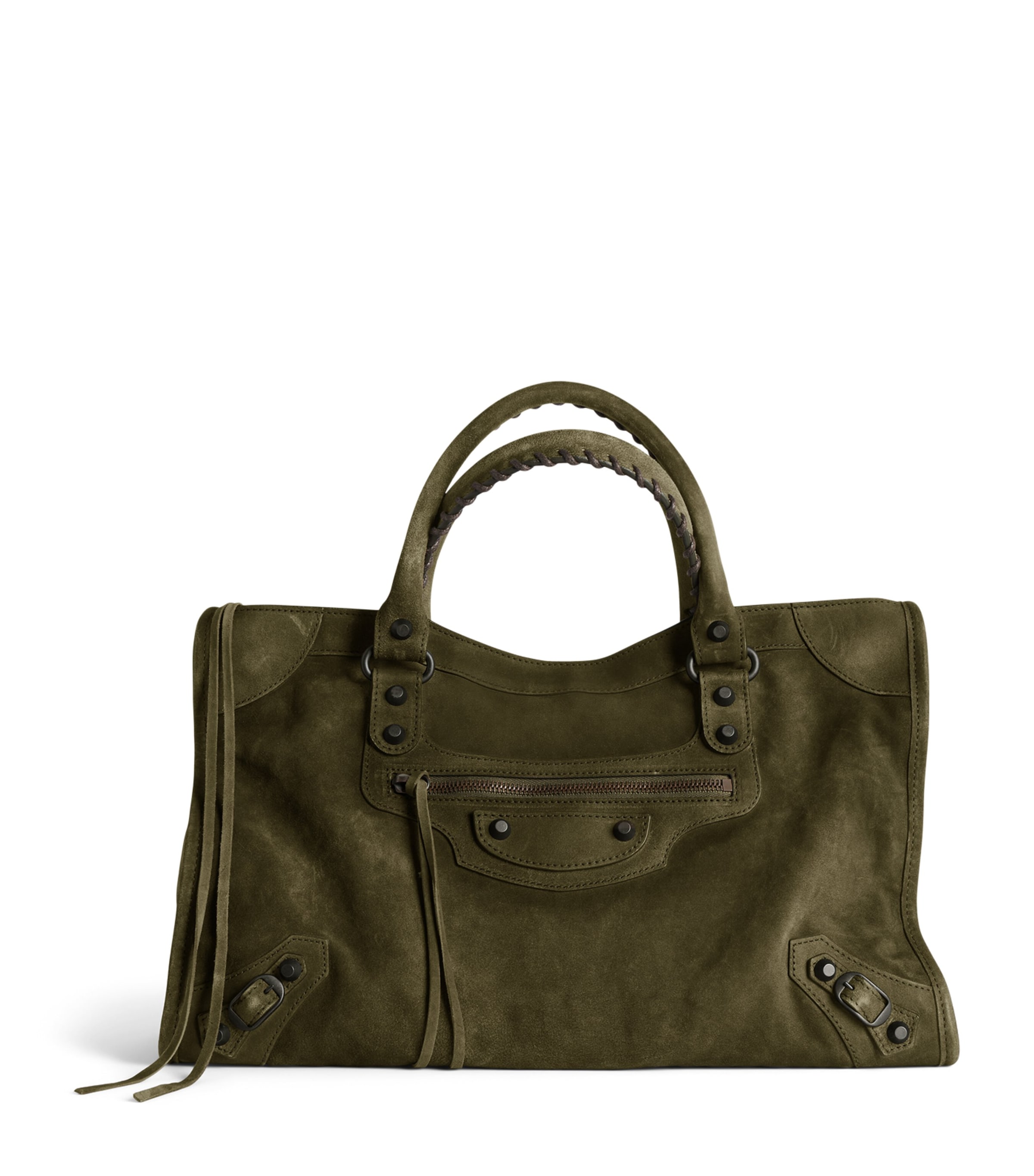 Balenciaga Small Suede Le City Top-handle Bag In Green