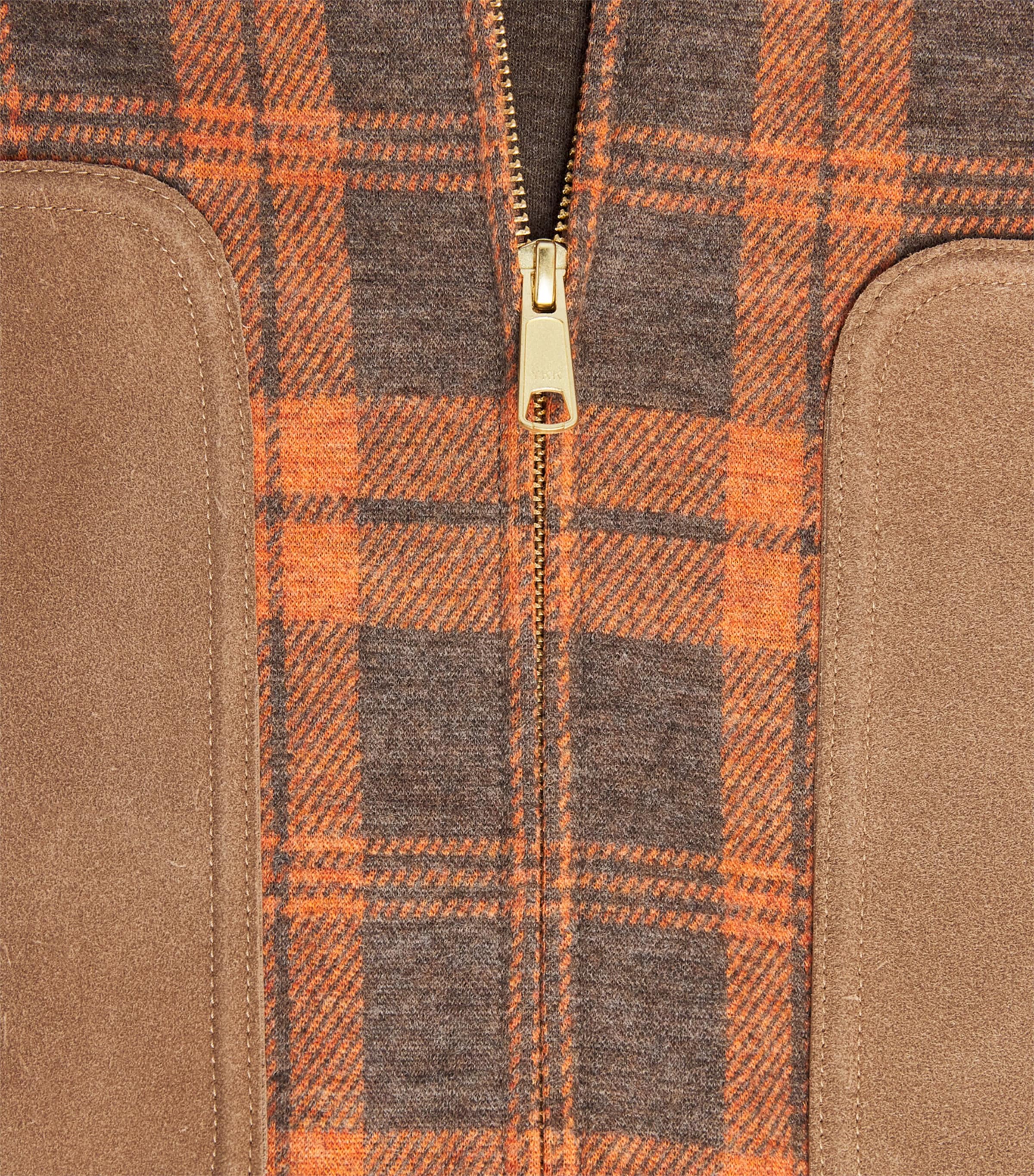 Junya Watanabe MAN Mens Wool Suede-Trim Jacket Brn/org X Brown Image 6