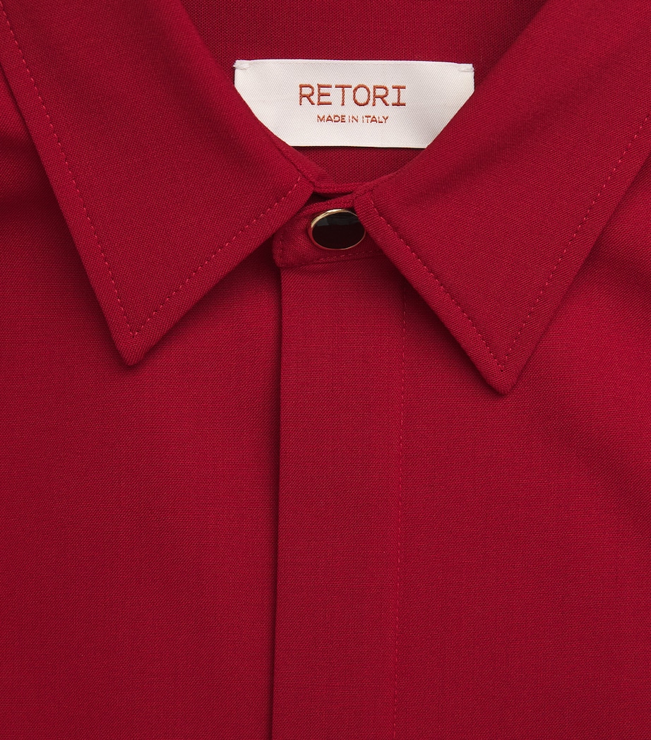 RETORI Womens Virgin Wool Fitted Shirt Red Image 6