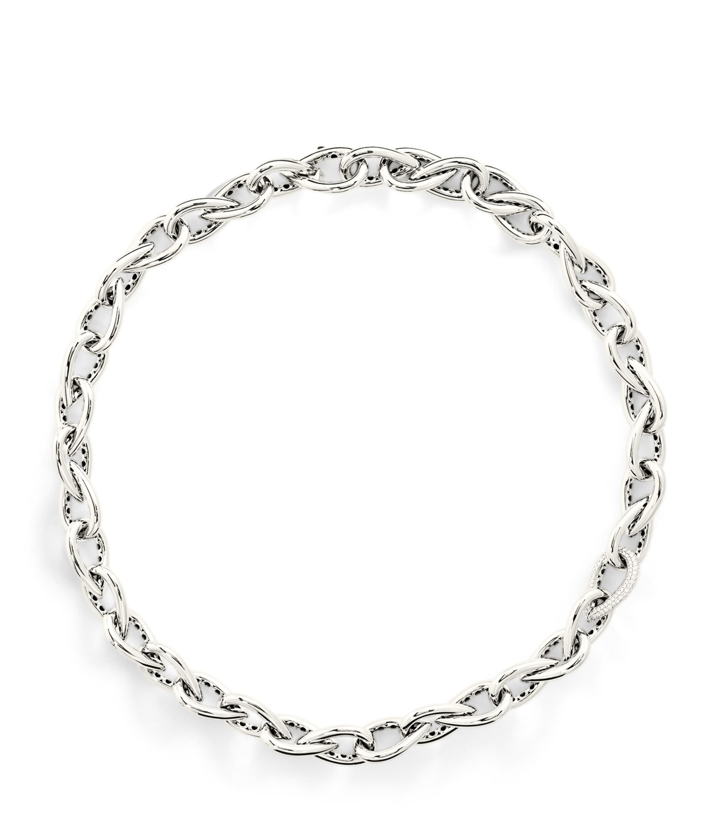 Engelbert White Gold And Diamond Drop Links Chain Necklace In Metallic