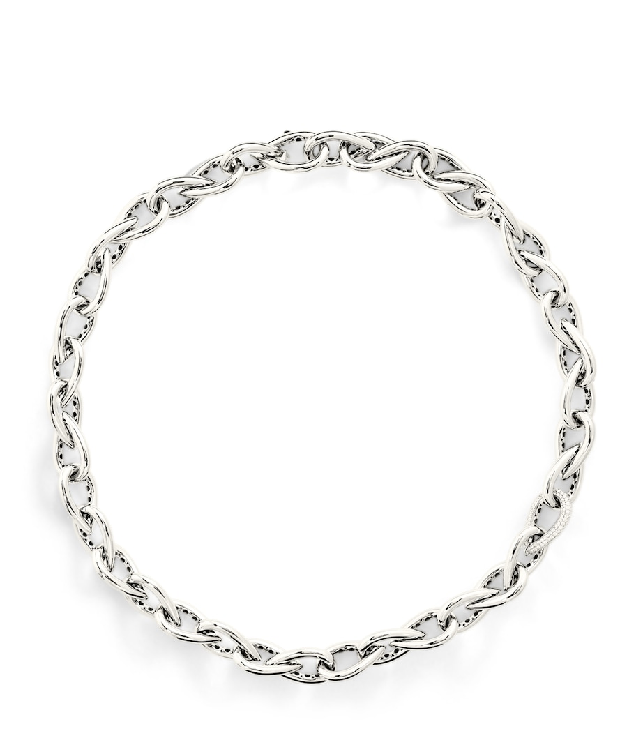 White Gold and Diamond Drop Links Chain Necklace WHITE GOLD Image 1