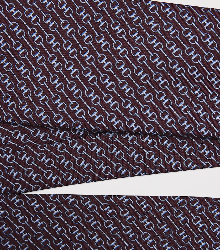 Silk Snaffle Print Tie BURGUNDY Image 5