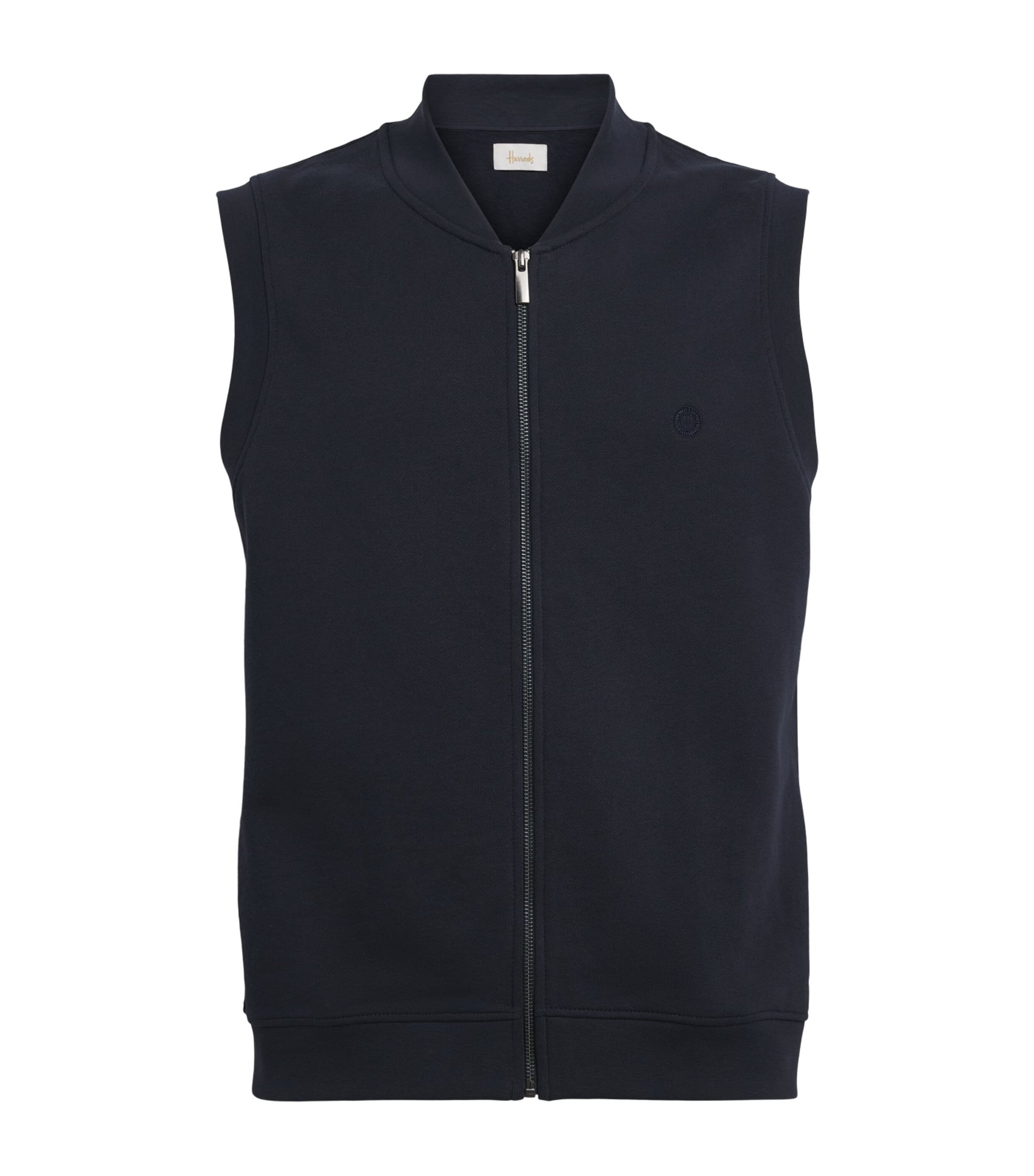 Harrods Mens Cotton Jersey Logo Gilet Navy Image 1