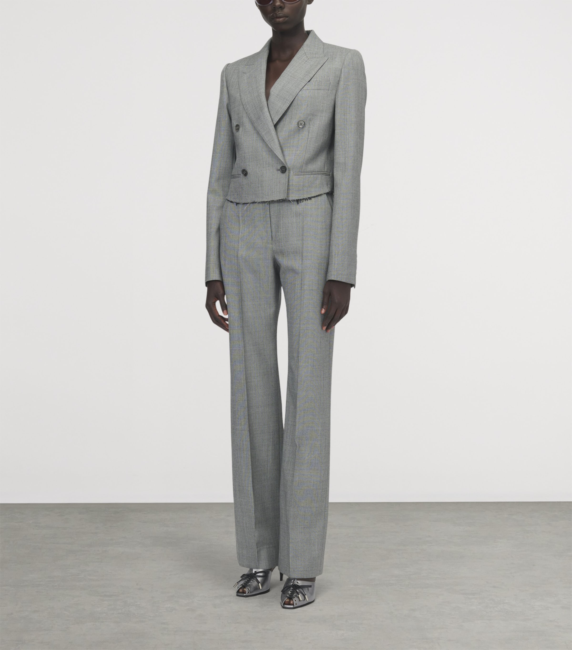 McQueen Womens Cropped Double-Breasted Blazer Image 2