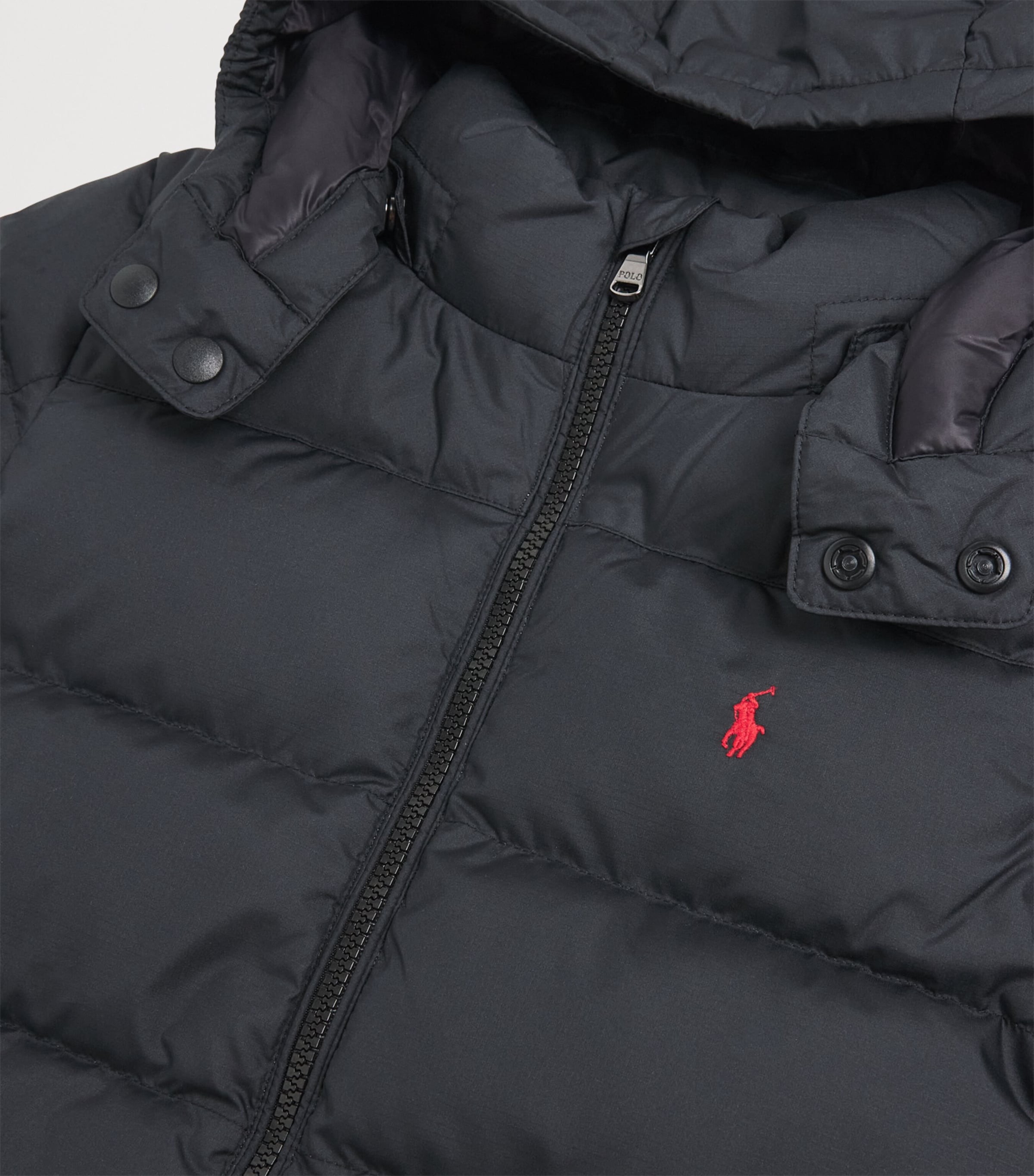 Ralph Lauren Kids Down Hooded Puffer Jacket (9-24 Months) Black Image 3