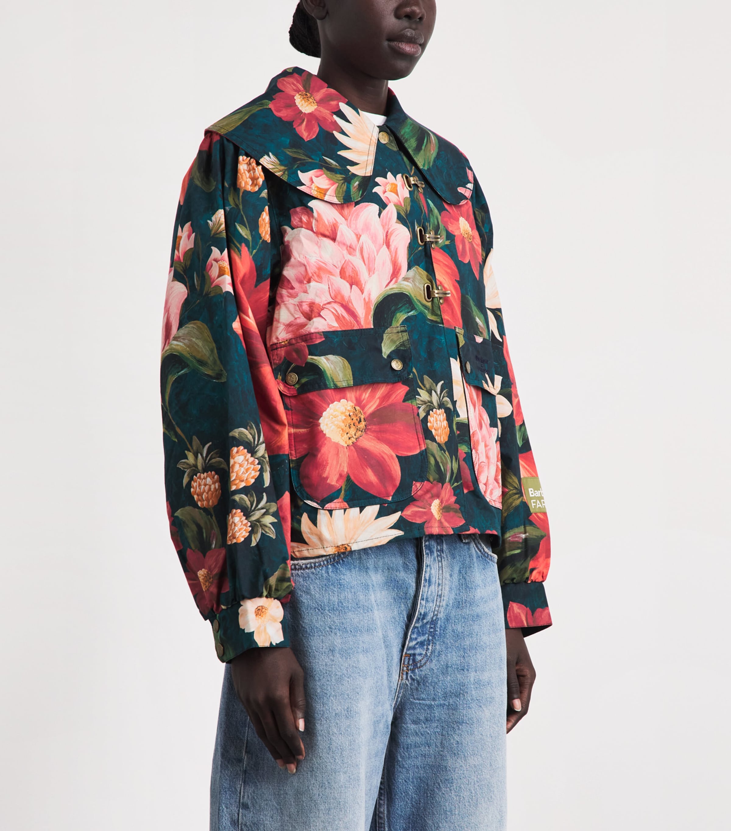 Barbour Womens x Farm Rio Cotton Floral Jacket Navy Wildflower/flow Image 4