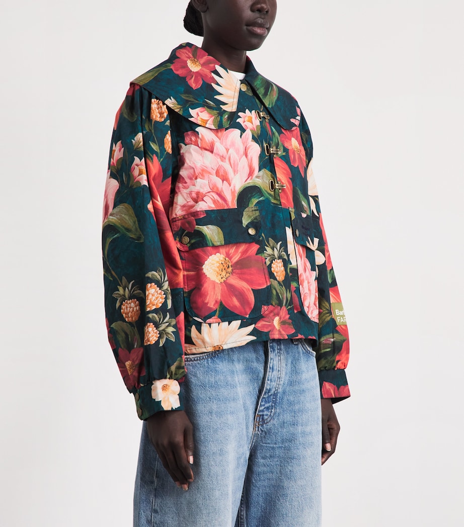 Barbour Womens x Farm Rio Cotton Floral Jacket Navy Wildflower/flow Image 4