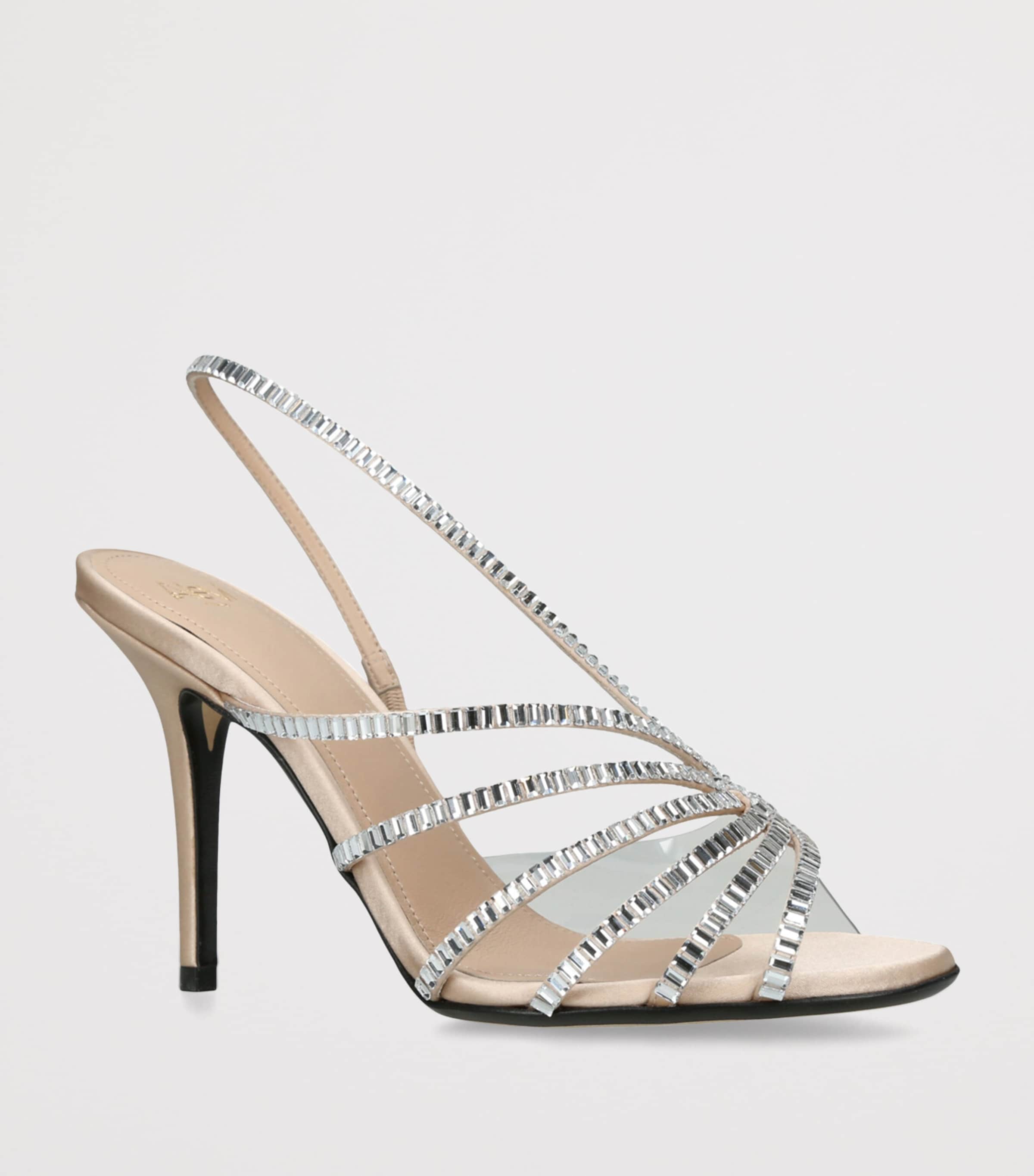 Alevì Satin Star Xtal Heeled Sandals 95 Silver Com Image 3