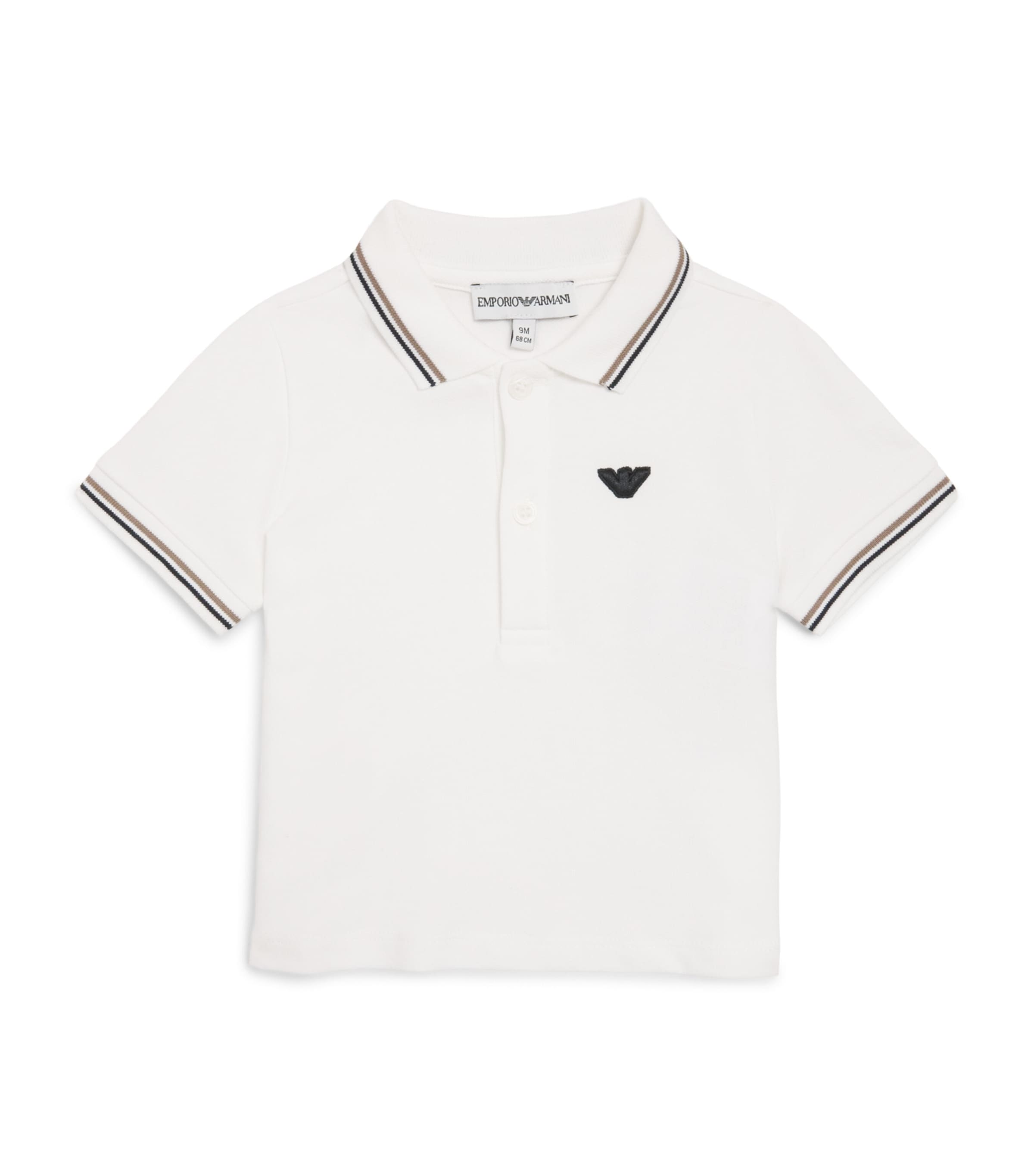 Emporio Armani Kids Stretch-Cotton Logo Polo Shirt (6-36 Months) Off White Image 1