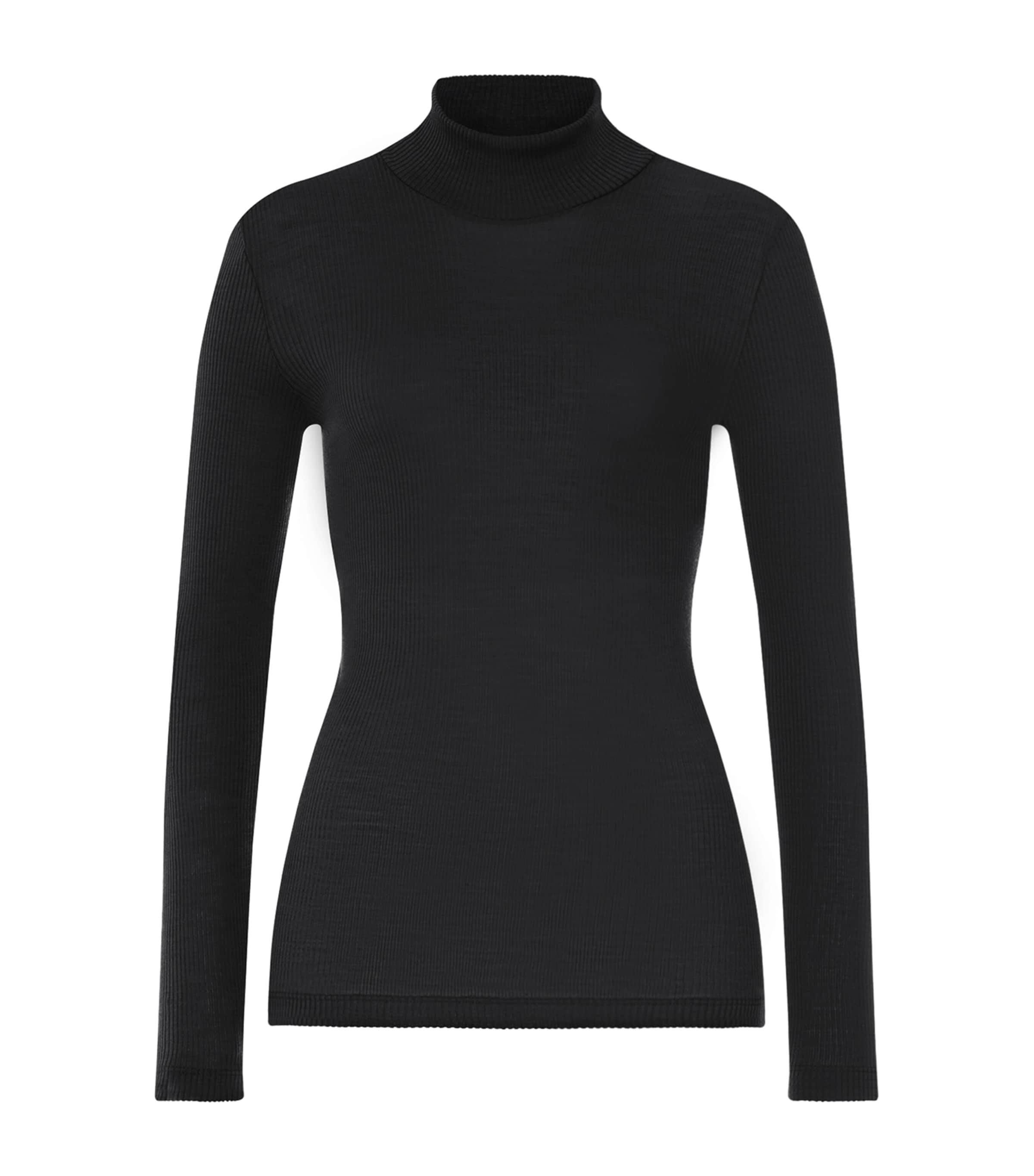 Hanro Womens Wool-Silk Funnel-Neck Top Phantom Image 1