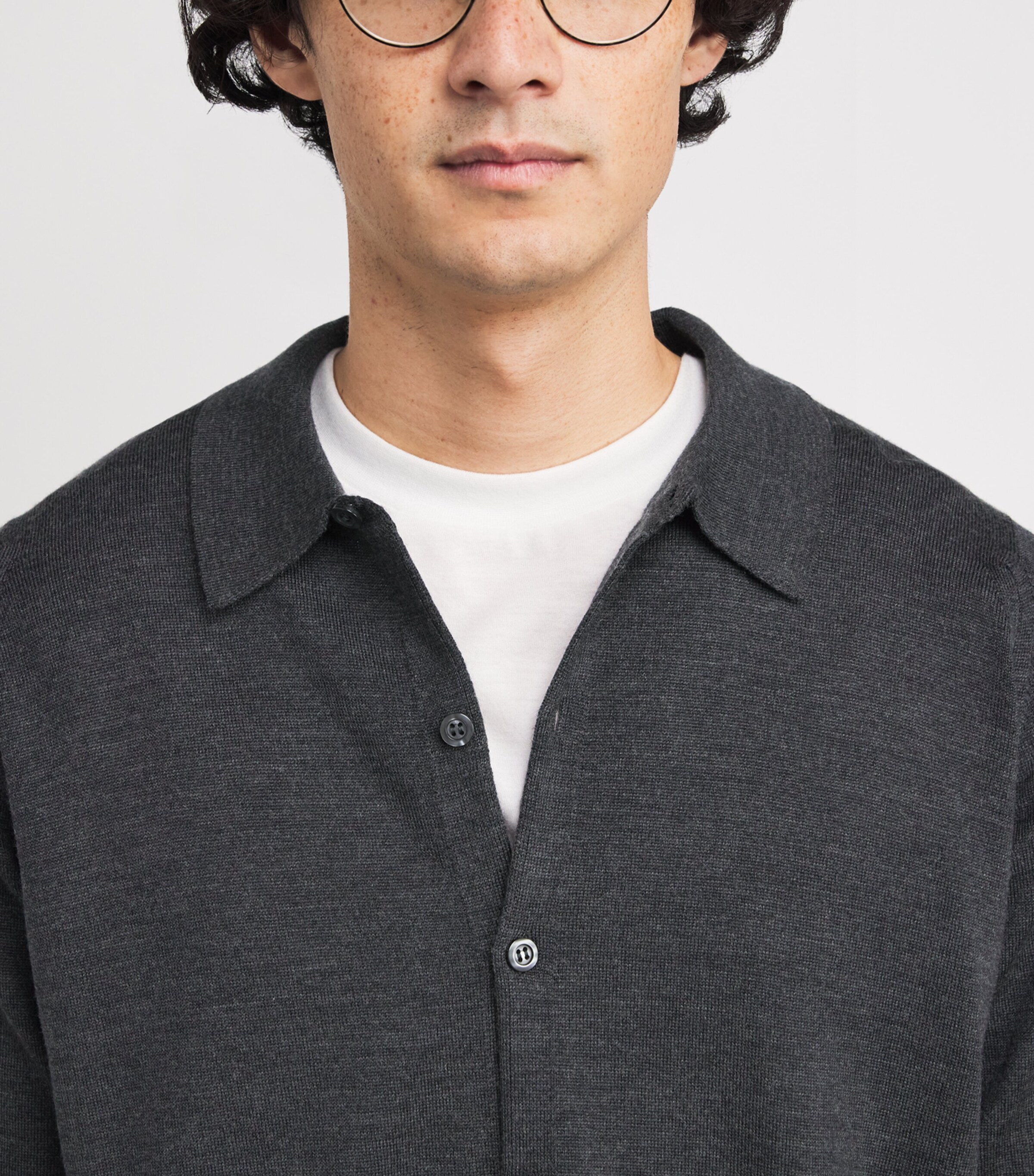 Extra Fine Merino Wool Tibor Shirt CHARCOAL Image 6