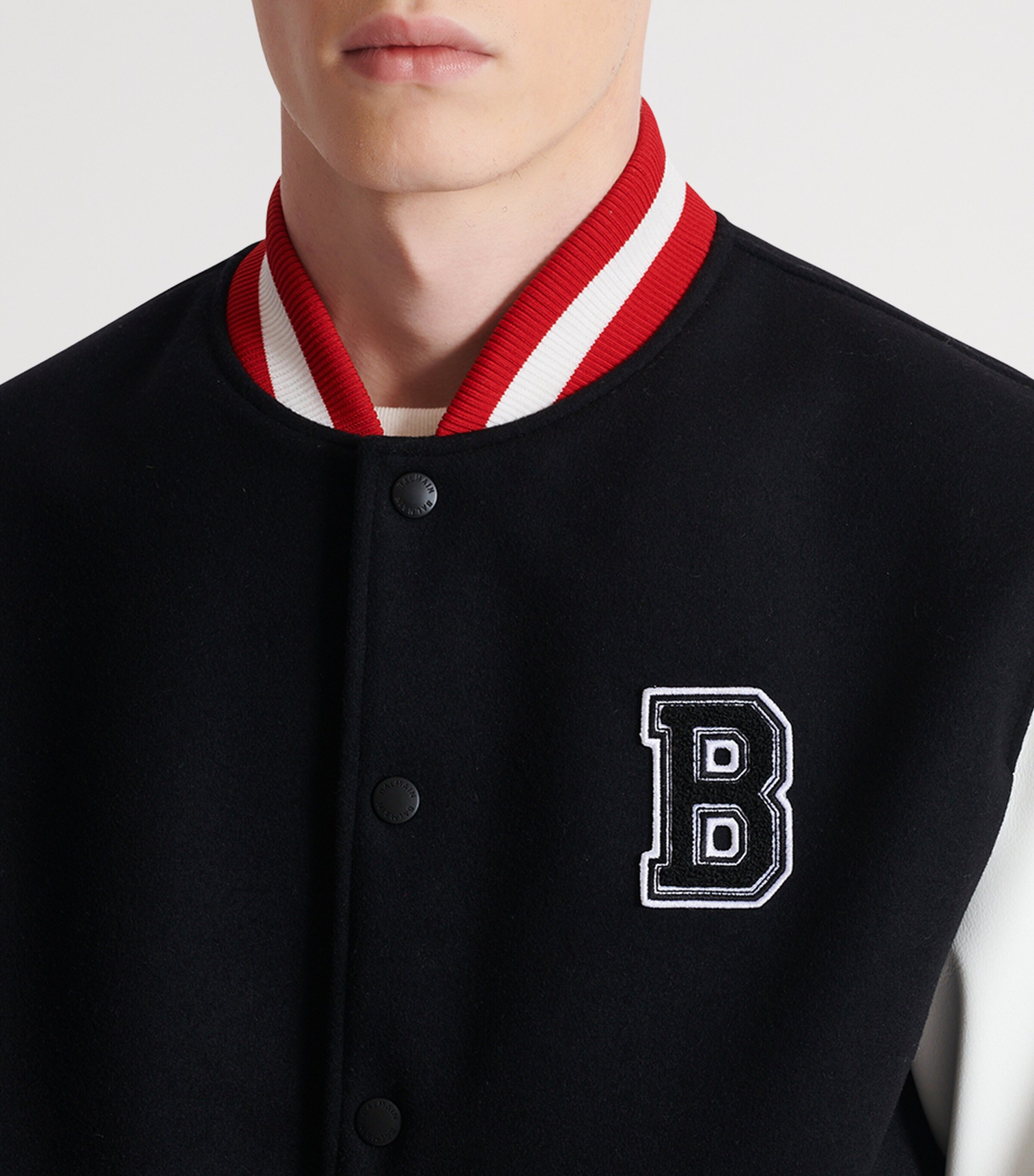 Virgin Wool Logo Bomber Jacket EBE NOIR/BLANC/ROUGE Image 4