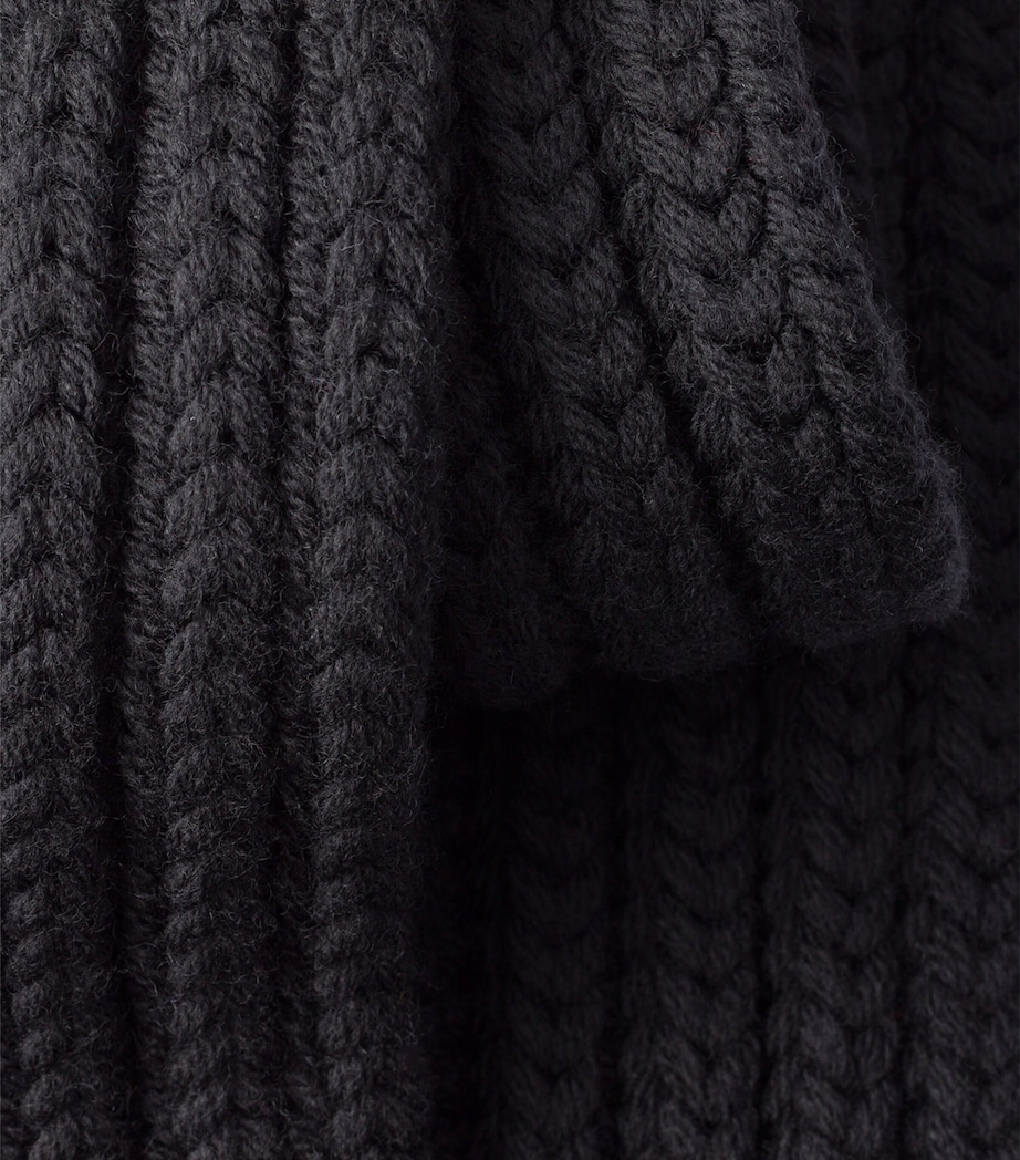 Prada Virgin Wool Logo Scarf Black Image 3