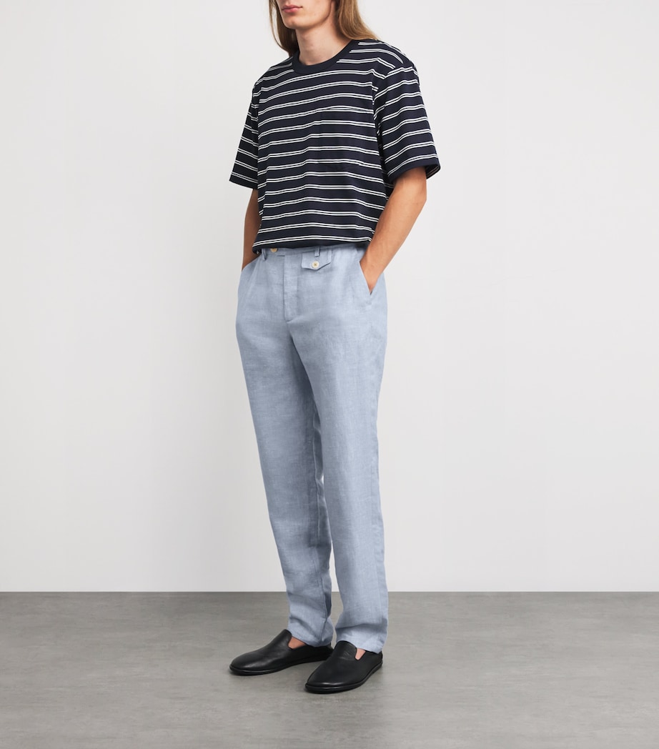 Linen Fishtail Trousers BLUE Image 2