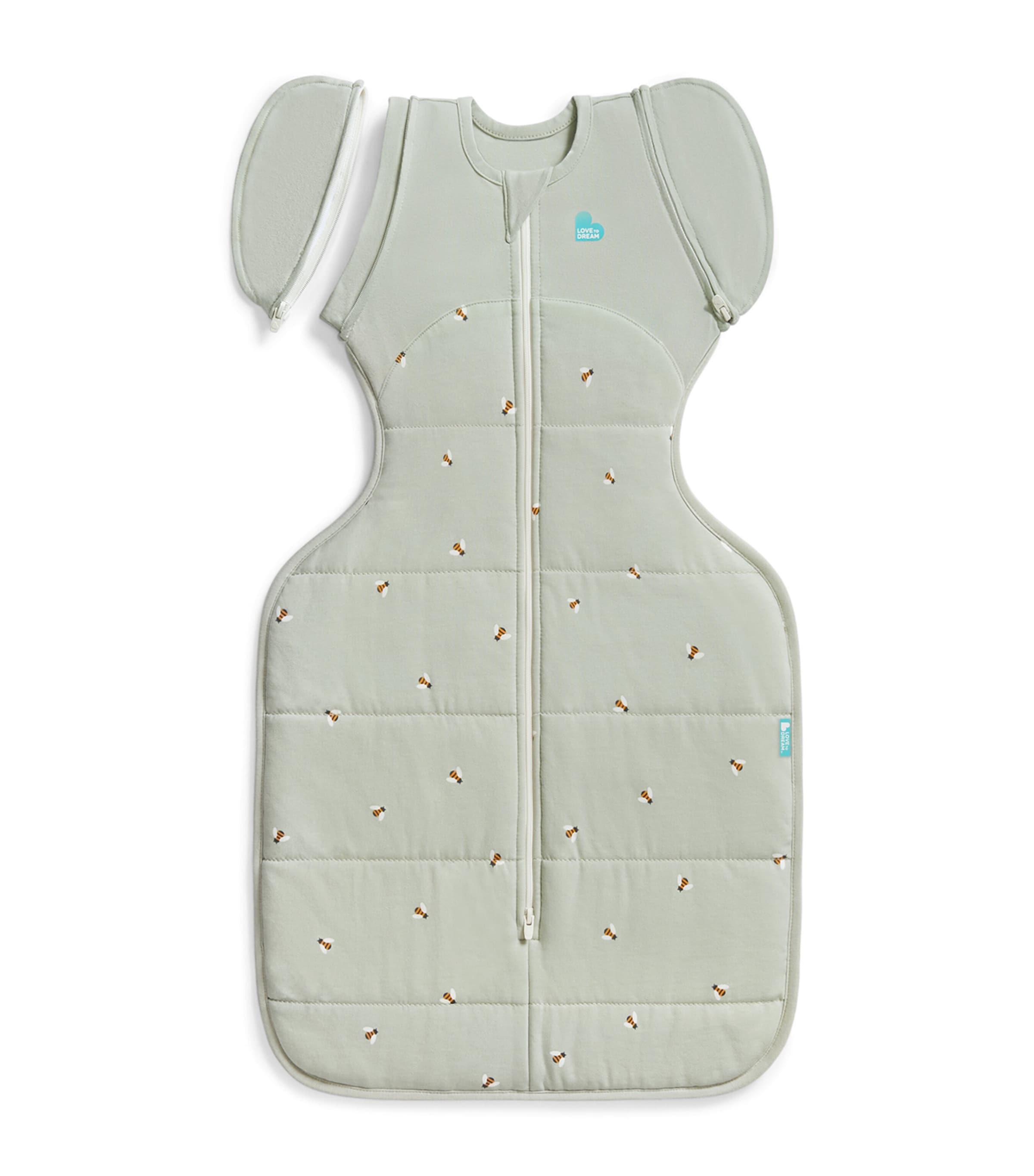 2.5 Tog Cotton-Blend Bee Swaddle Transition Bag OLIVE Image 1