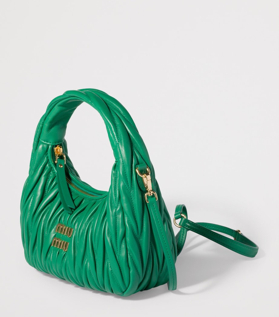 Miu Miu Matelassé Leather Wander Top-Handle Bag Green Image 2