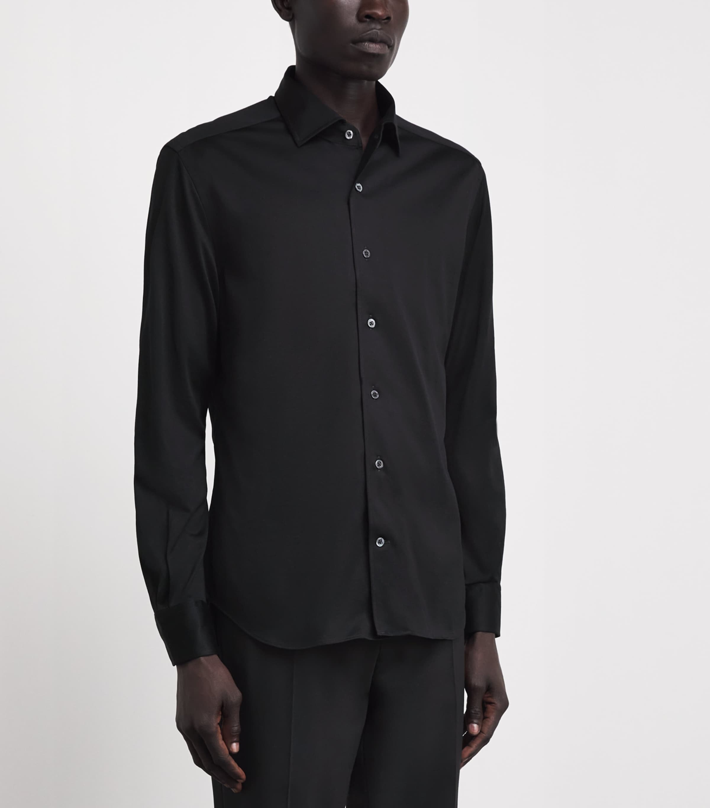 Corneliani Mens Cotton Jersey Shirt Black Image 4