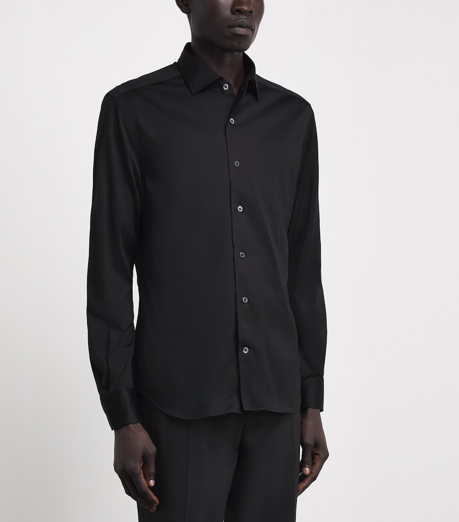 Corneliani Mens Cotton Jersey Shirt Black Image 4