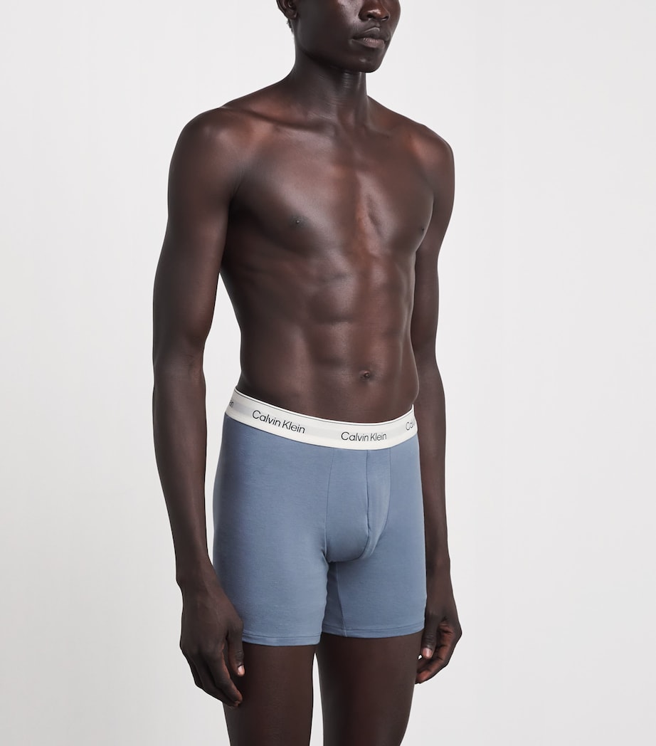 Calvin Klein Mens Stretch-Cotton Icon Boxer Briefs (Pack of 3) Adriatic Royal Image 2