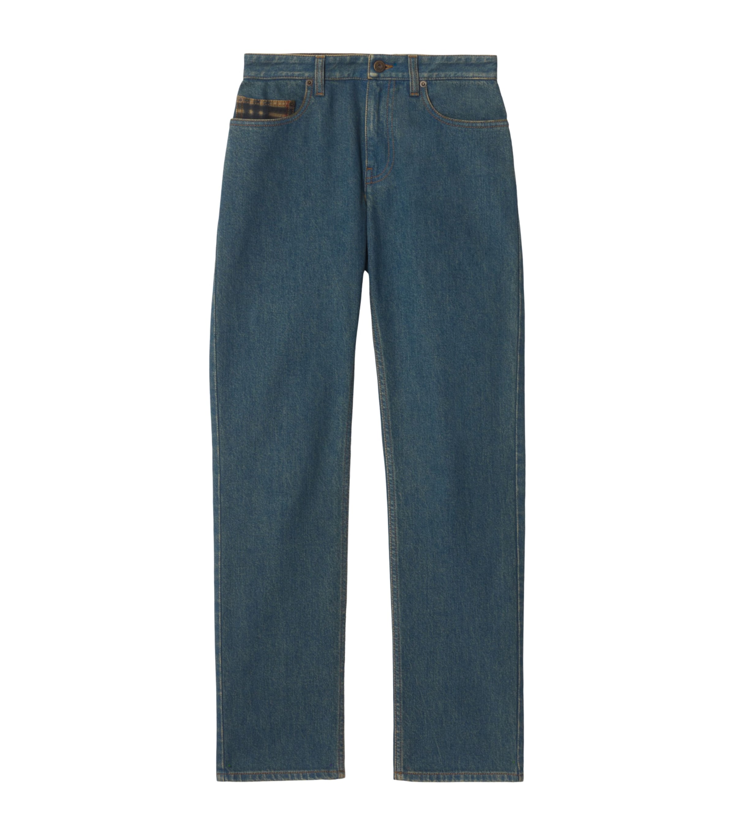Burberry Womens Heavyweight Mid-Rise Straight Jeans Mid Blue Image 1