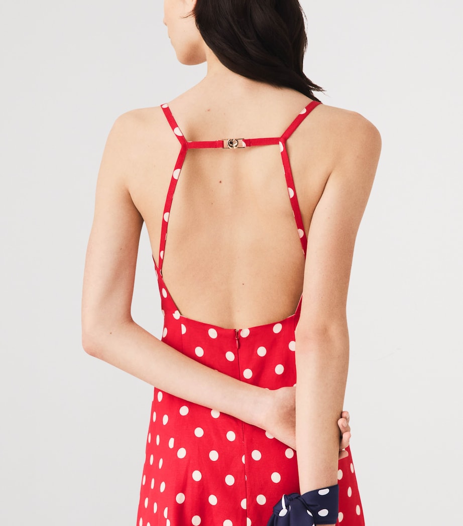 Maje Womens Linen-Blend Polka-Dot Maxi Dress Red Dots Print Image 9