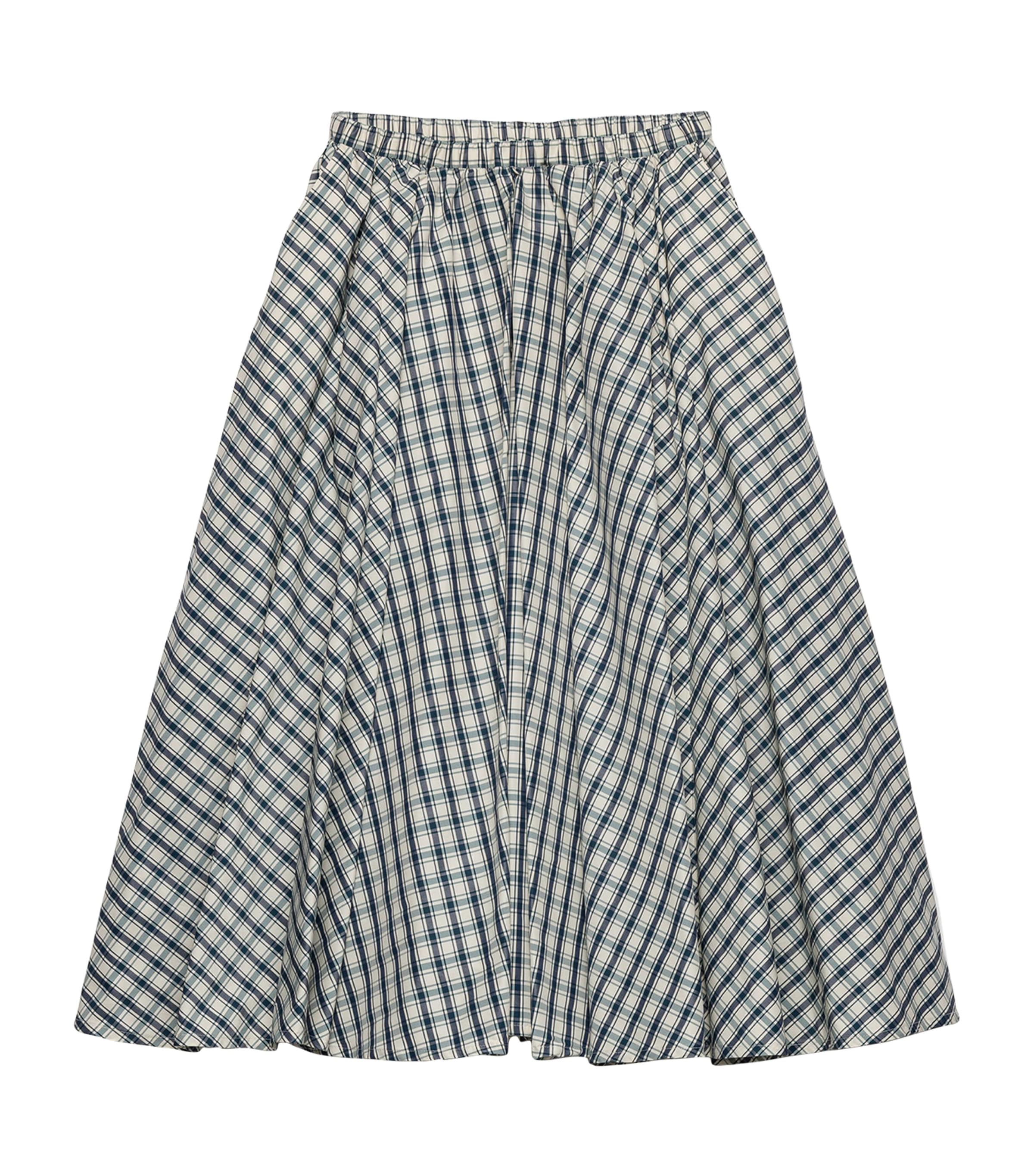 Prada Womens Chambray Check Midi Skirt Image 1