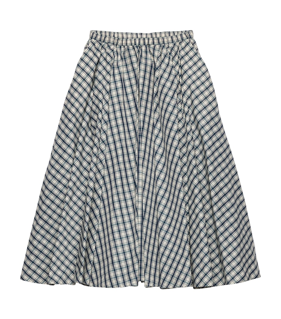 Prada Womens Chambray Check Midi Skirt Image 1