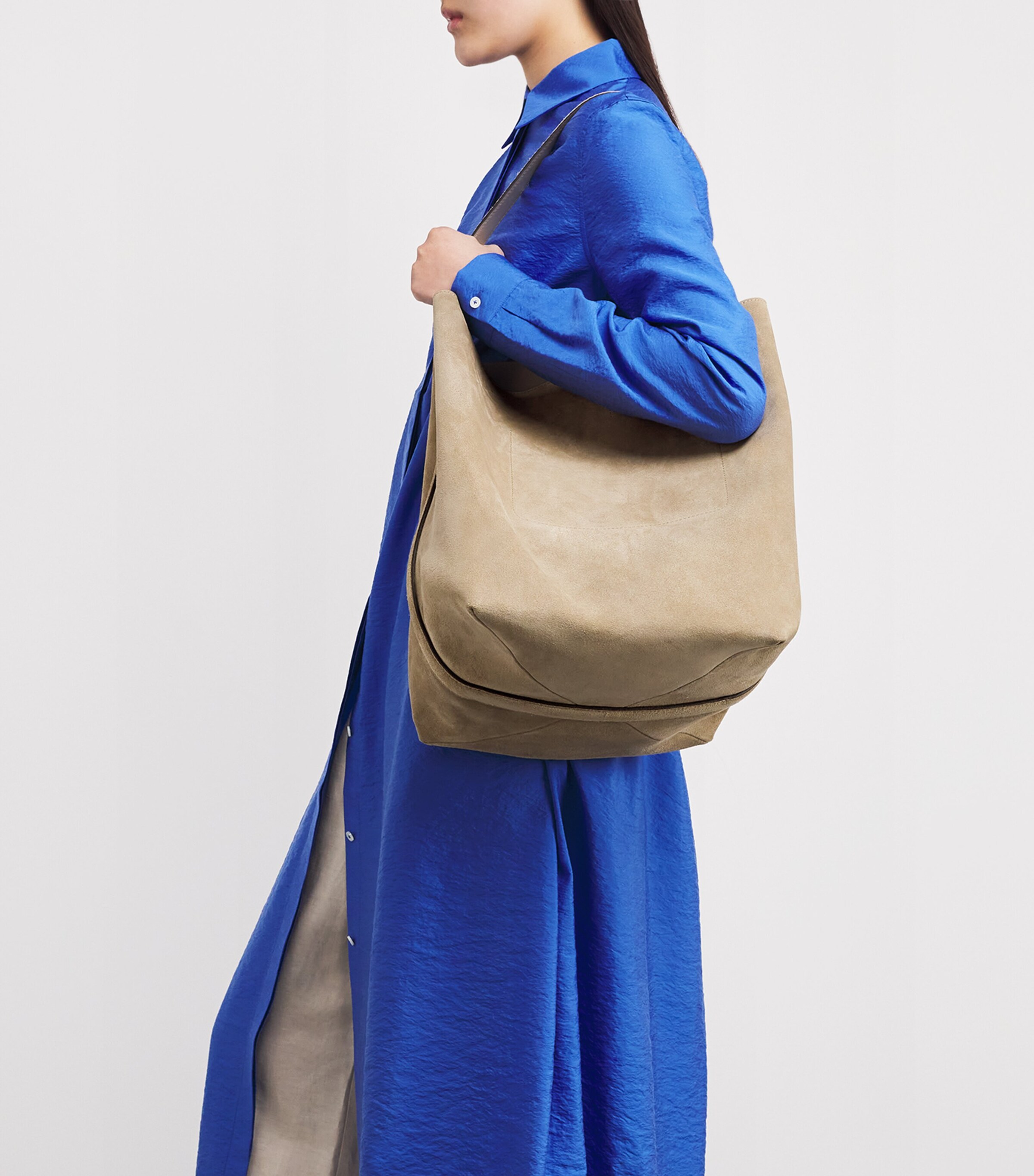 Toteme Large Suede Belted Tote Bag Desert Image 4