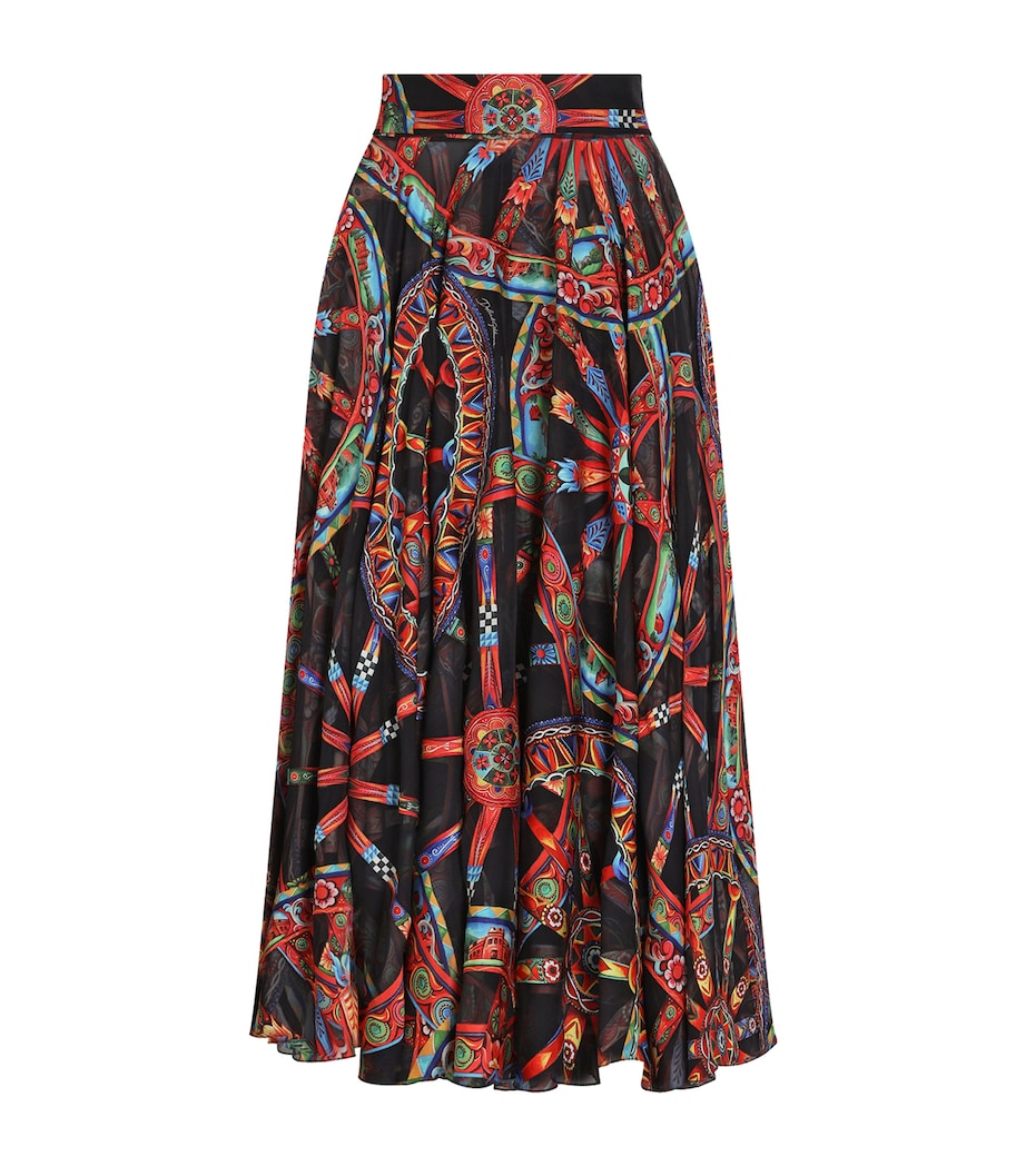 Dolce&Gabbana Womens Twill Carretto Midi Skirt Ruote Carret Image 1