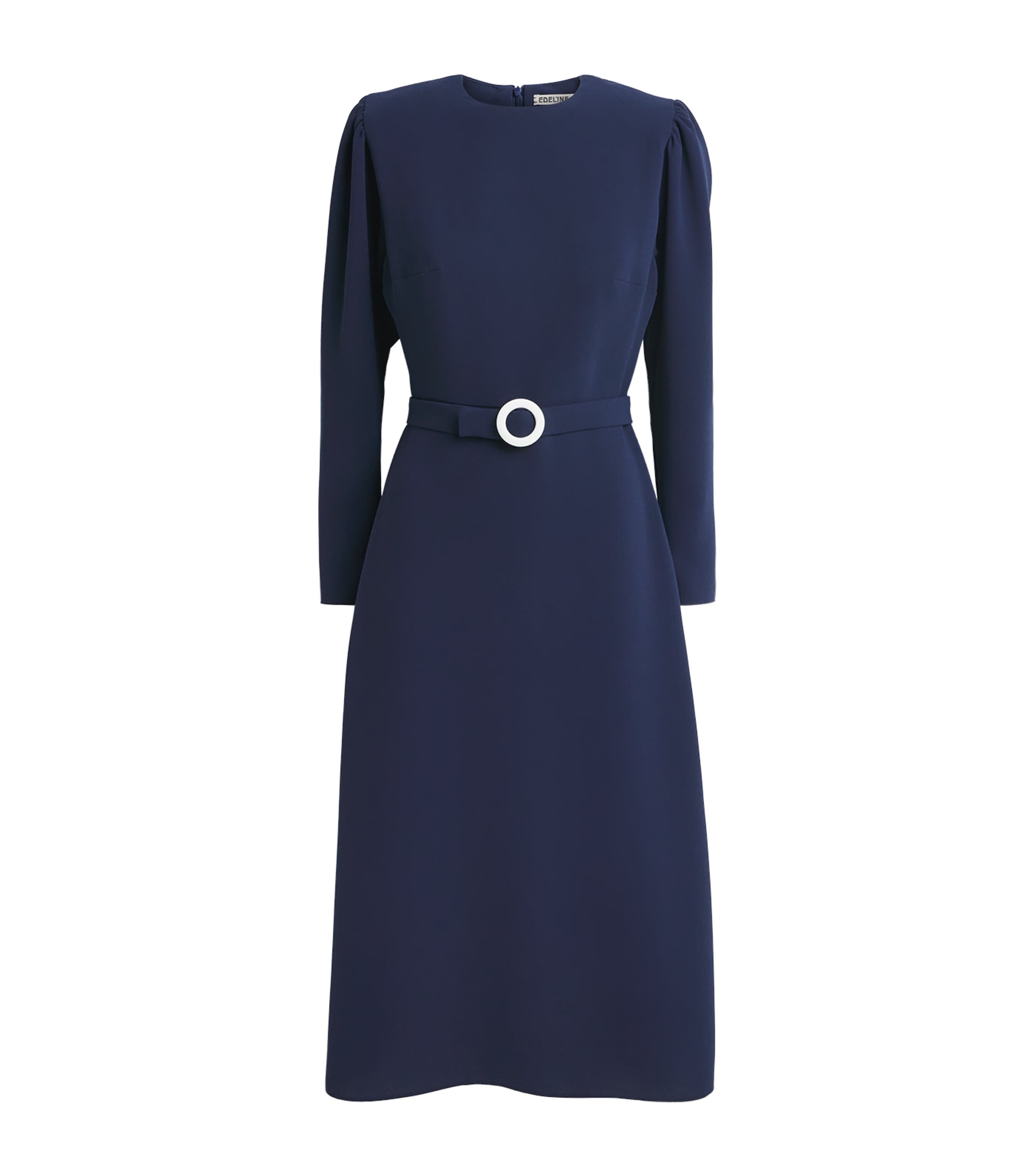 Edeline Lee Womens Belted A-line Midi Dress Nav/navy Image 1