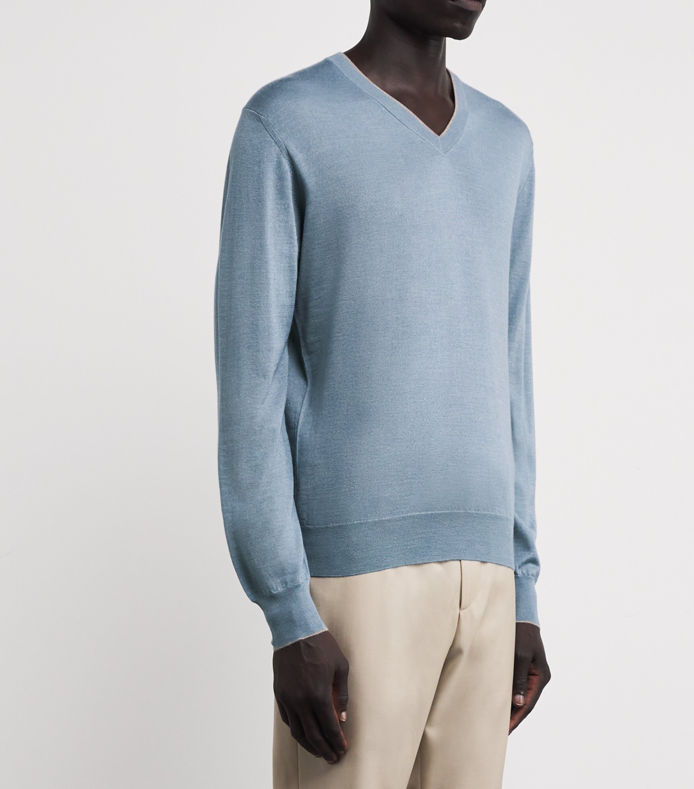 Fioroni Cashmere Mens Cashmere V-Neck Sweater Shark Image 3