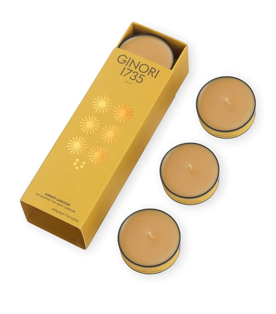 GINORI 1735 Amber Lagoon Tealight Scented Candles (Pack of 6) Image 1