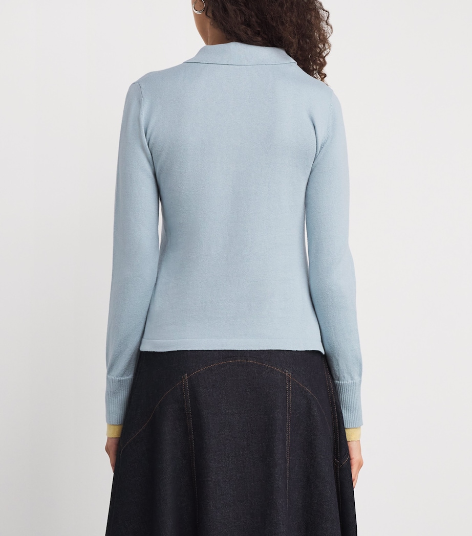 Cotton-Cashmere Polo Sweater LIGHT BLUE Image 4