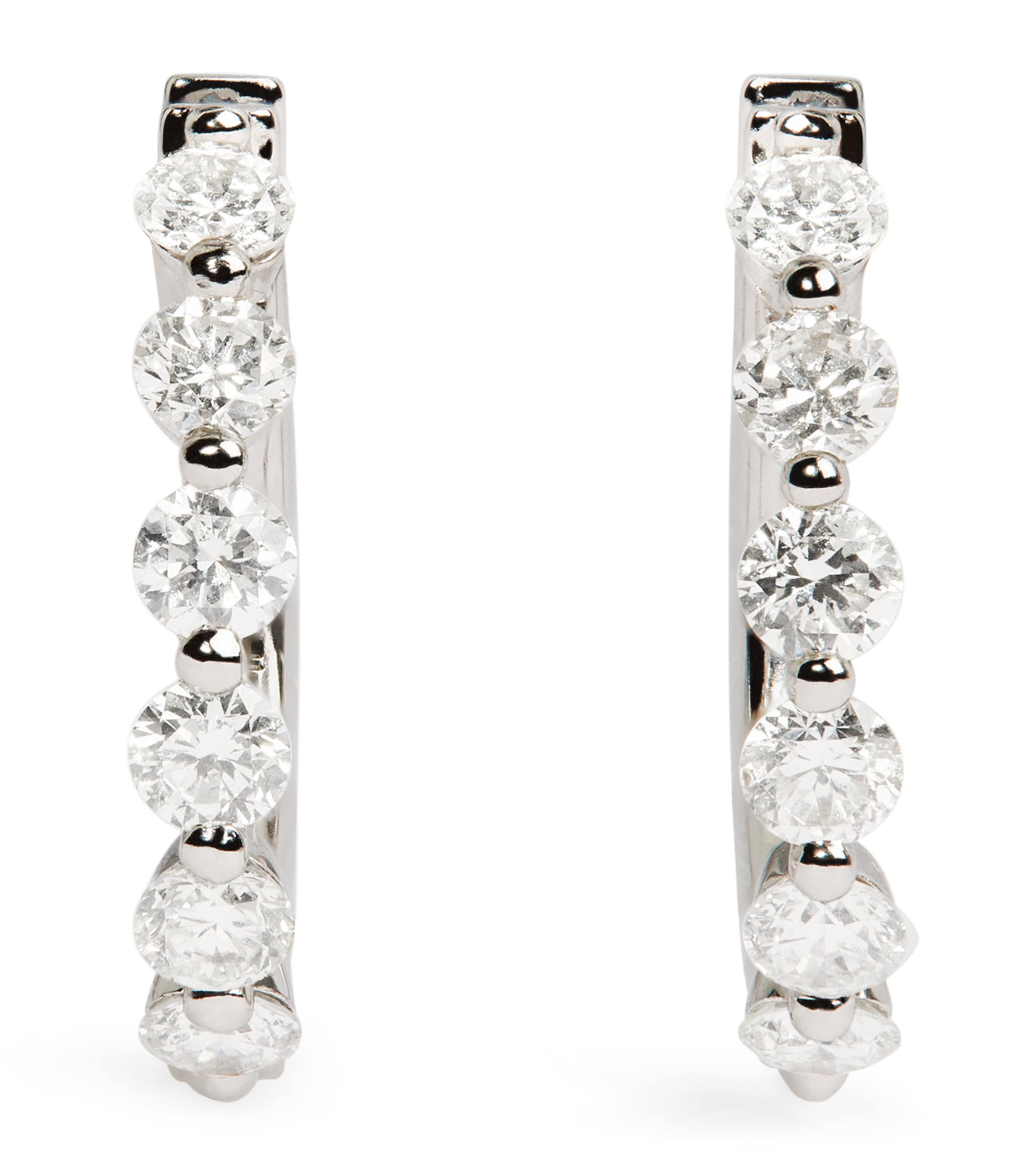 Harrods White Gold And Diamond Hoop Earrings In Metallic