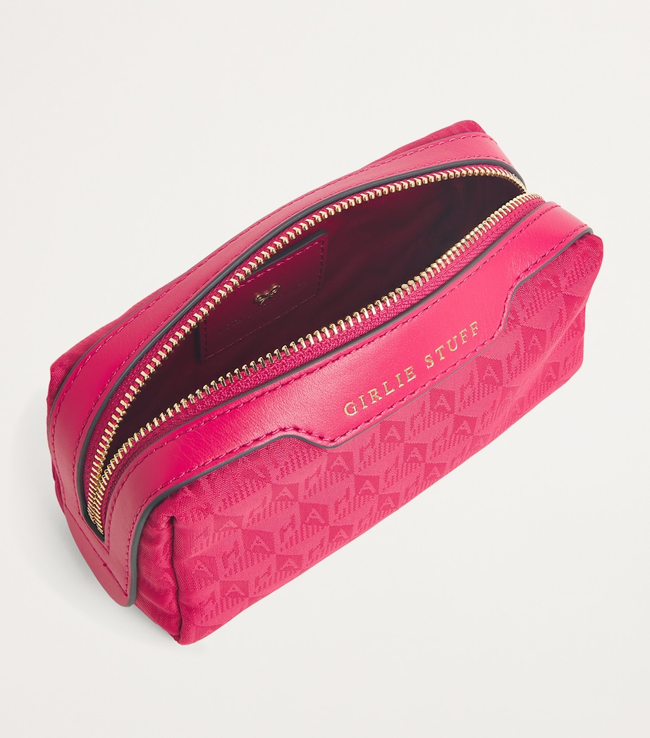Anya Hindmarch Logo Jacquard Girlie Stuff Pouch Magenta Image 2