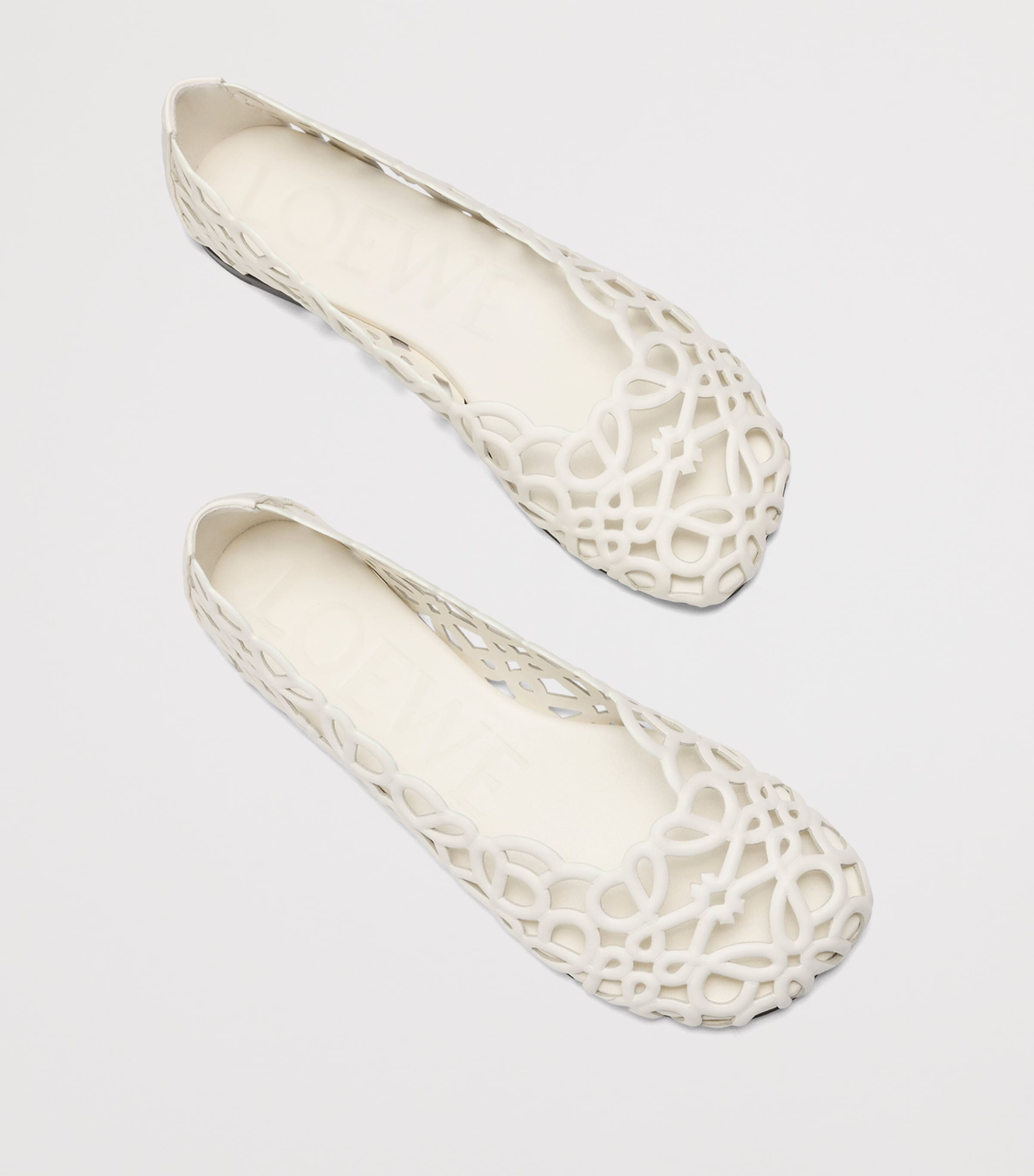 LOEWE Leather Petal Anagram Ballet Flats White Image 3