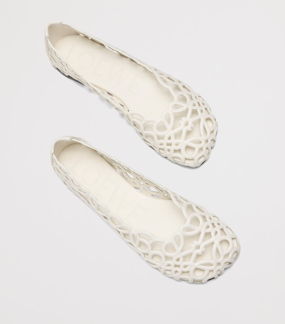 LOEWE Leather Petal Anagram Ballet Flats White Image 3