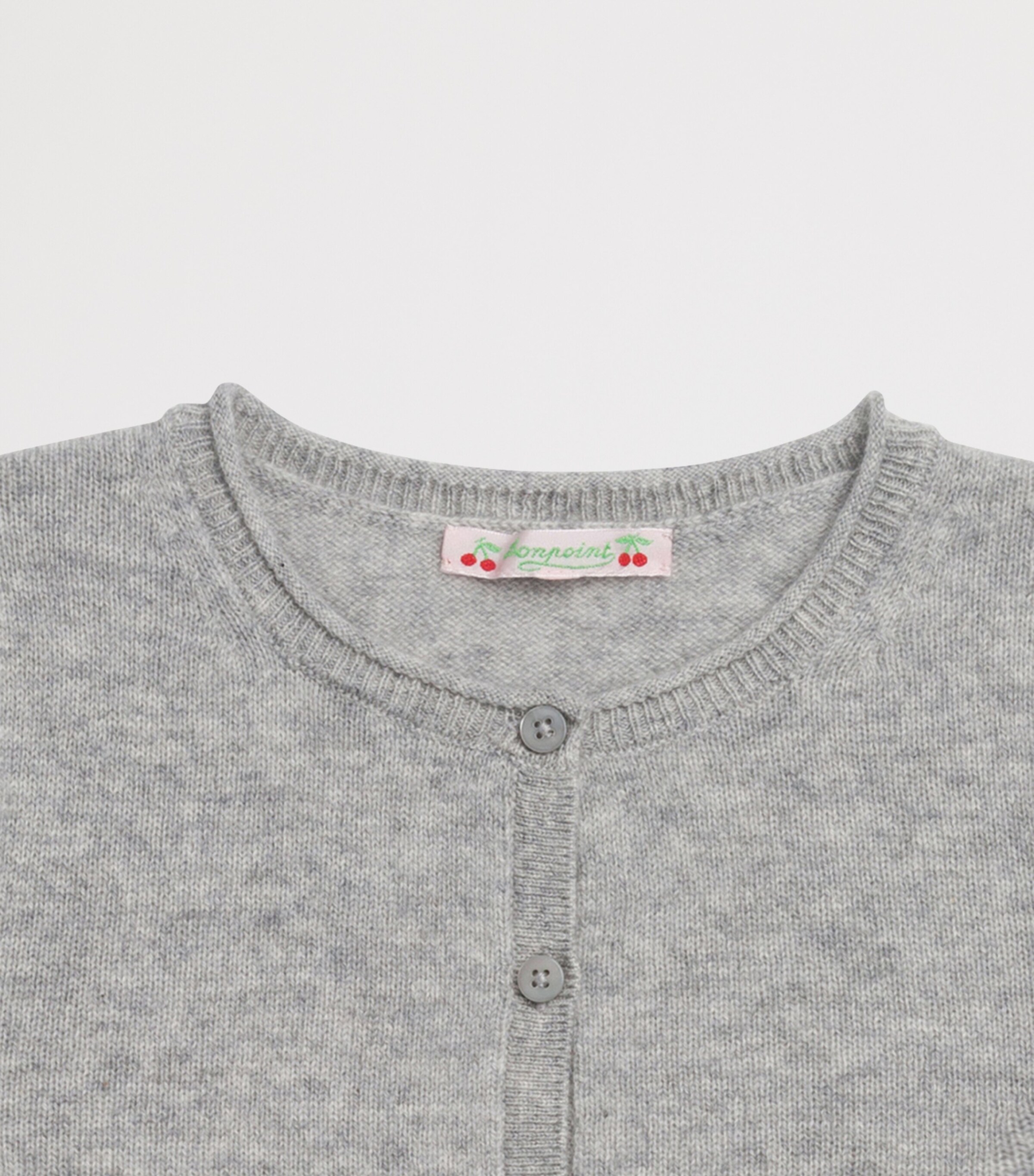 Bonpoint Wool Rolled-Hem Cardigan (14 Years) Gris Chine C. Image 3
