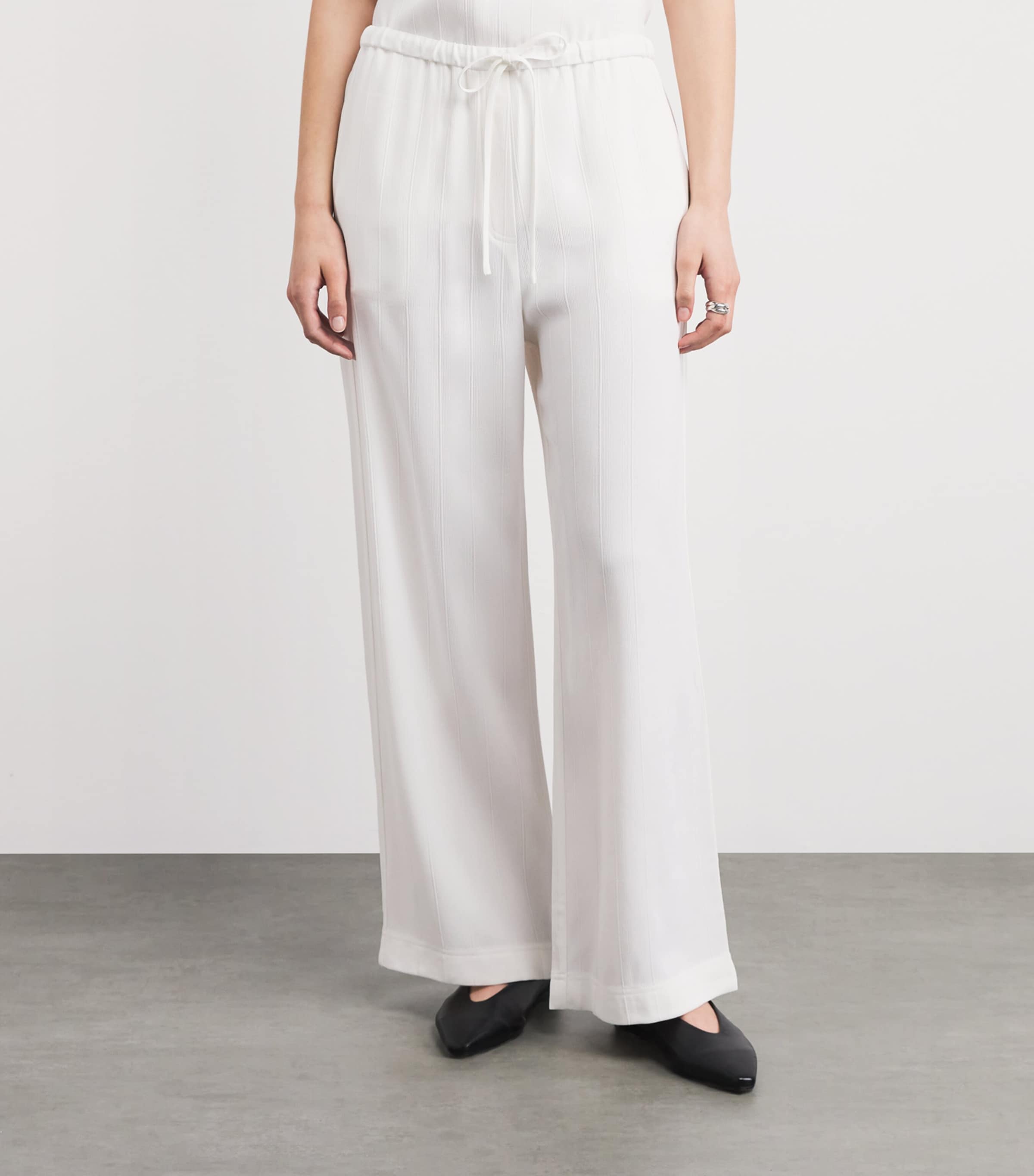 Toteme Womens Woven Stripe Wide-Leg Trousers Meringue Image 4