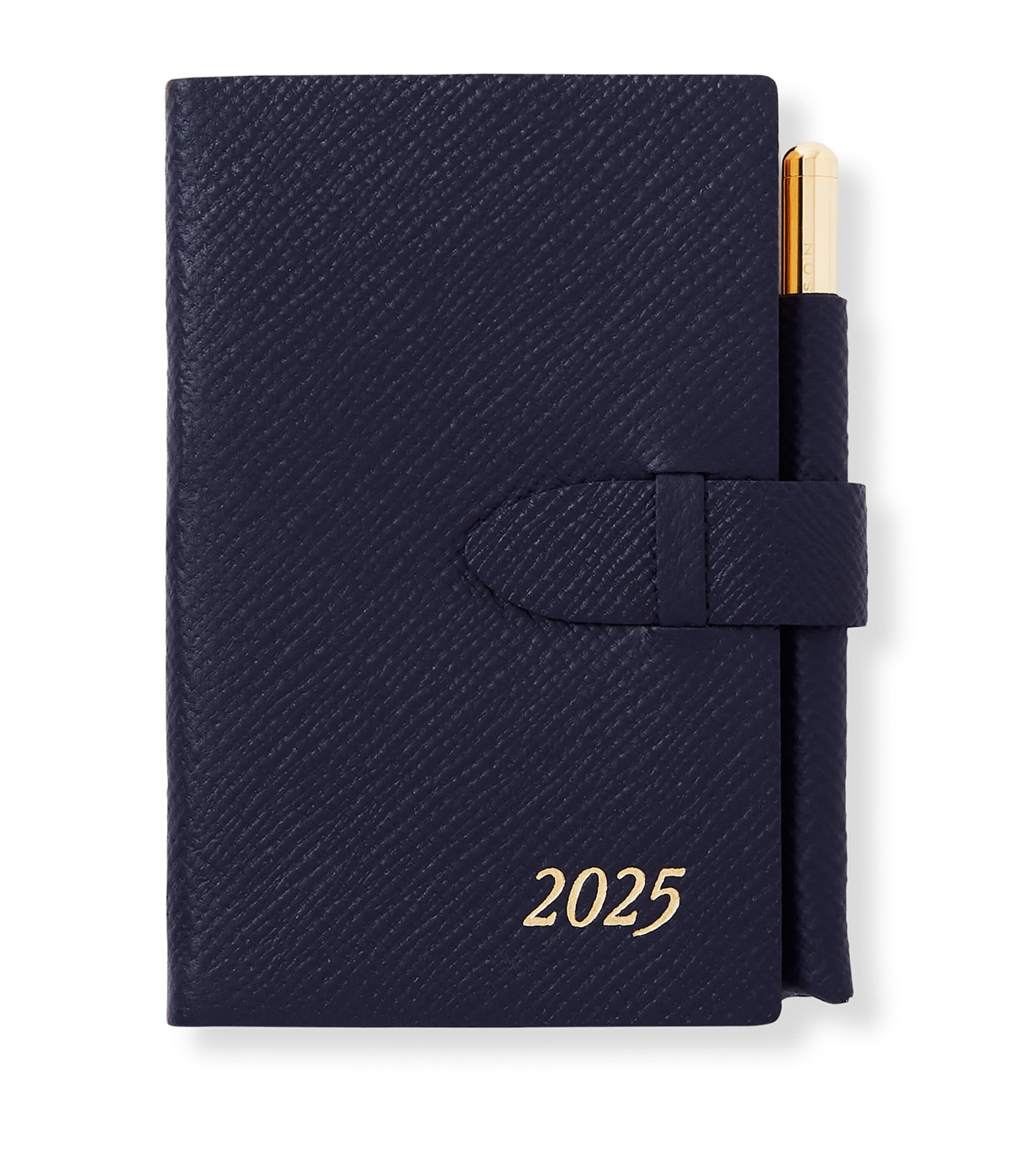 Shop Smythson Panama Leather Wafer Diary And Pencil In Navy