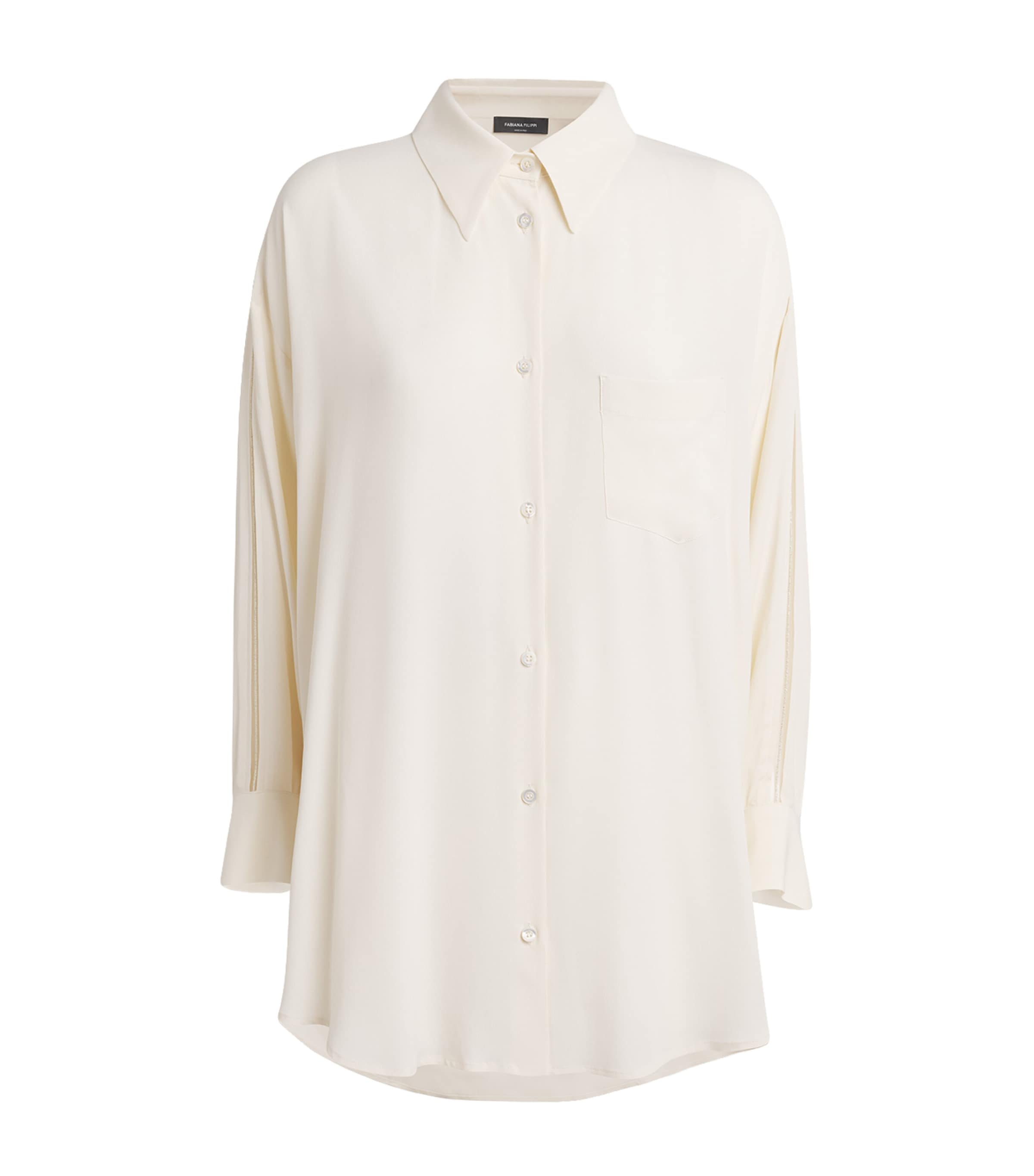 Fabiana Filippi Womens Embellished Crepe Shirt Burro Image 1