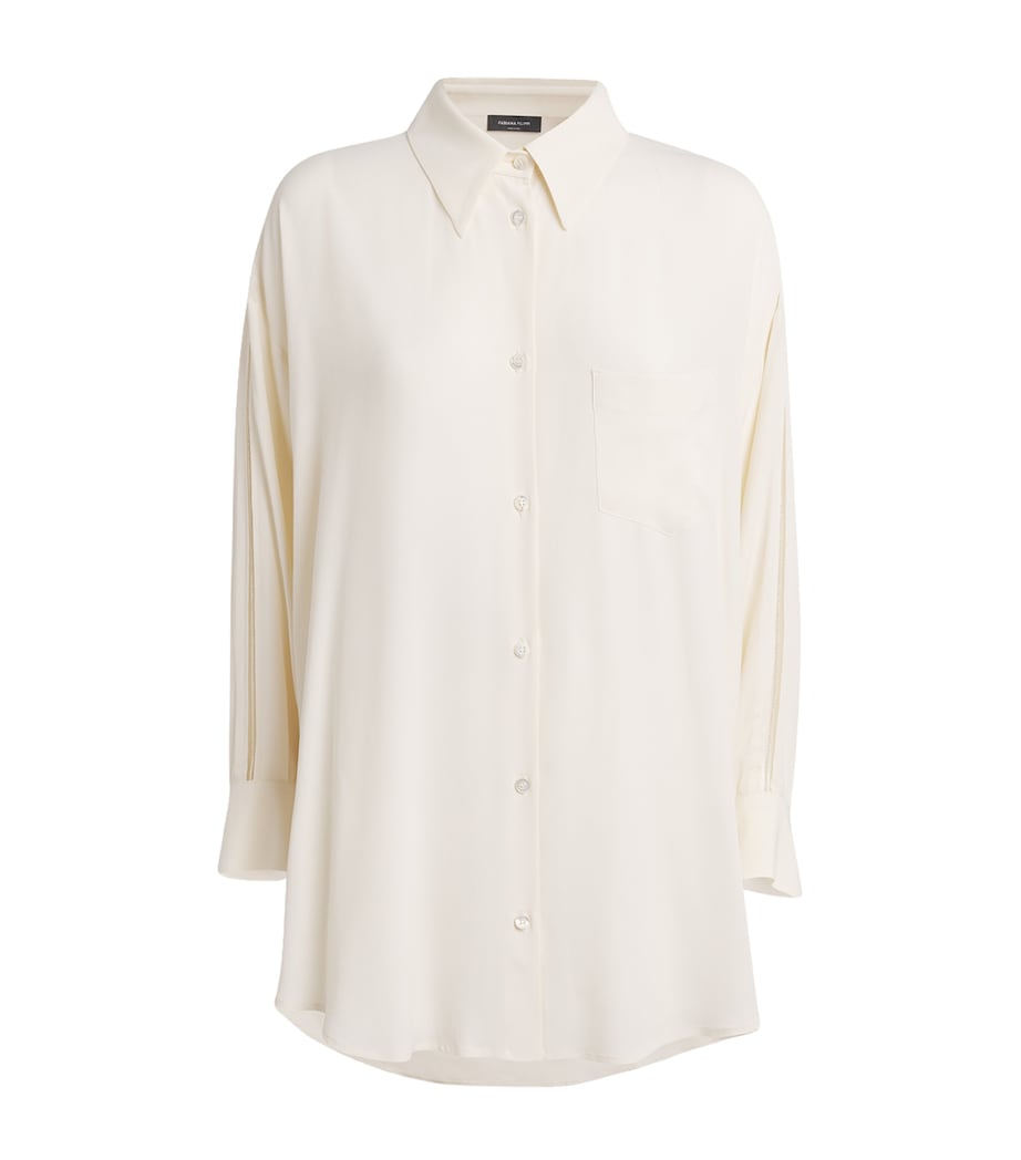 Fabiana Filippi Womens Embellished Crepe Shirt Burro Image 1