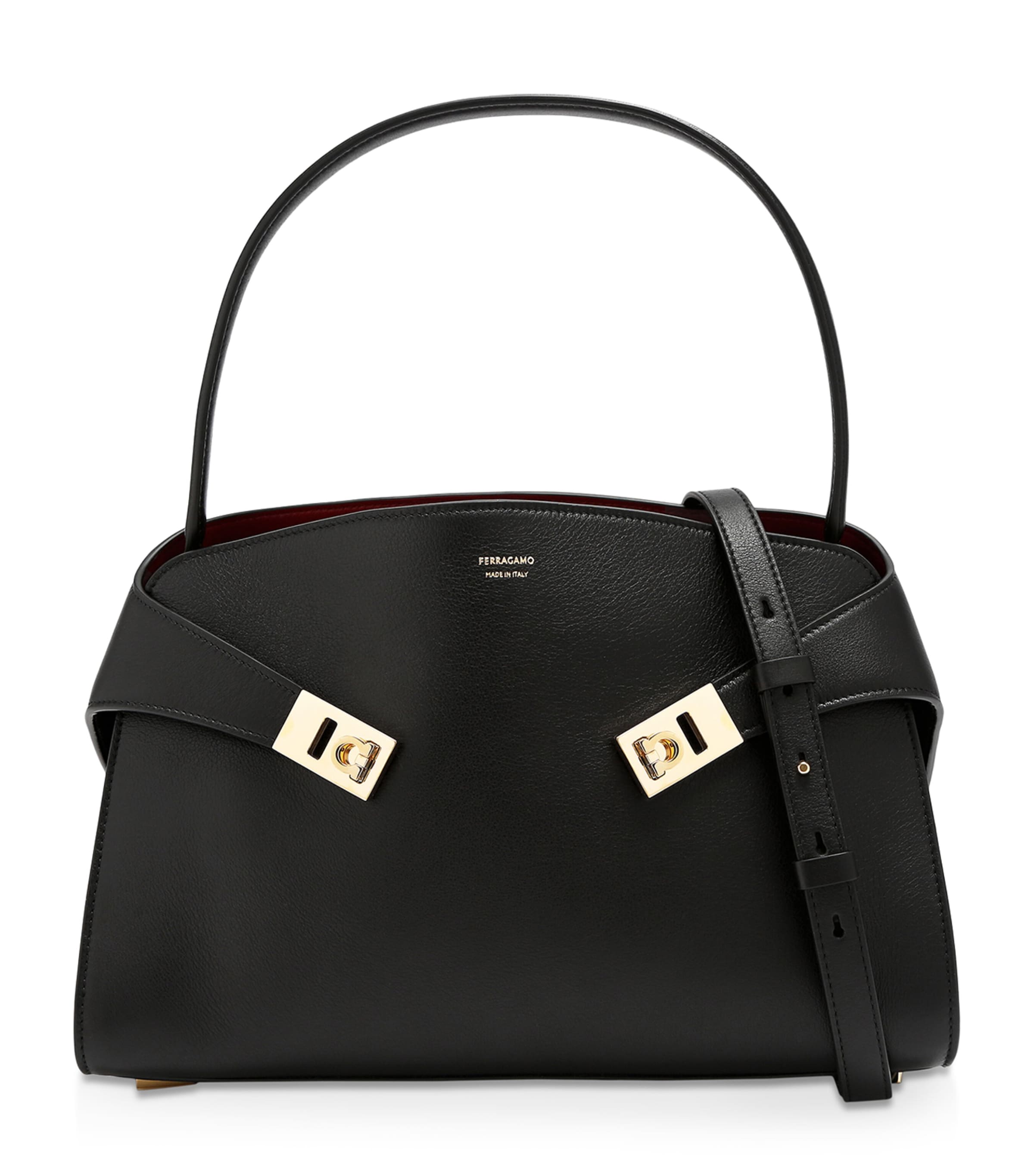 Ferragamo Leather Hug Soft Shoulder Bag In Black
