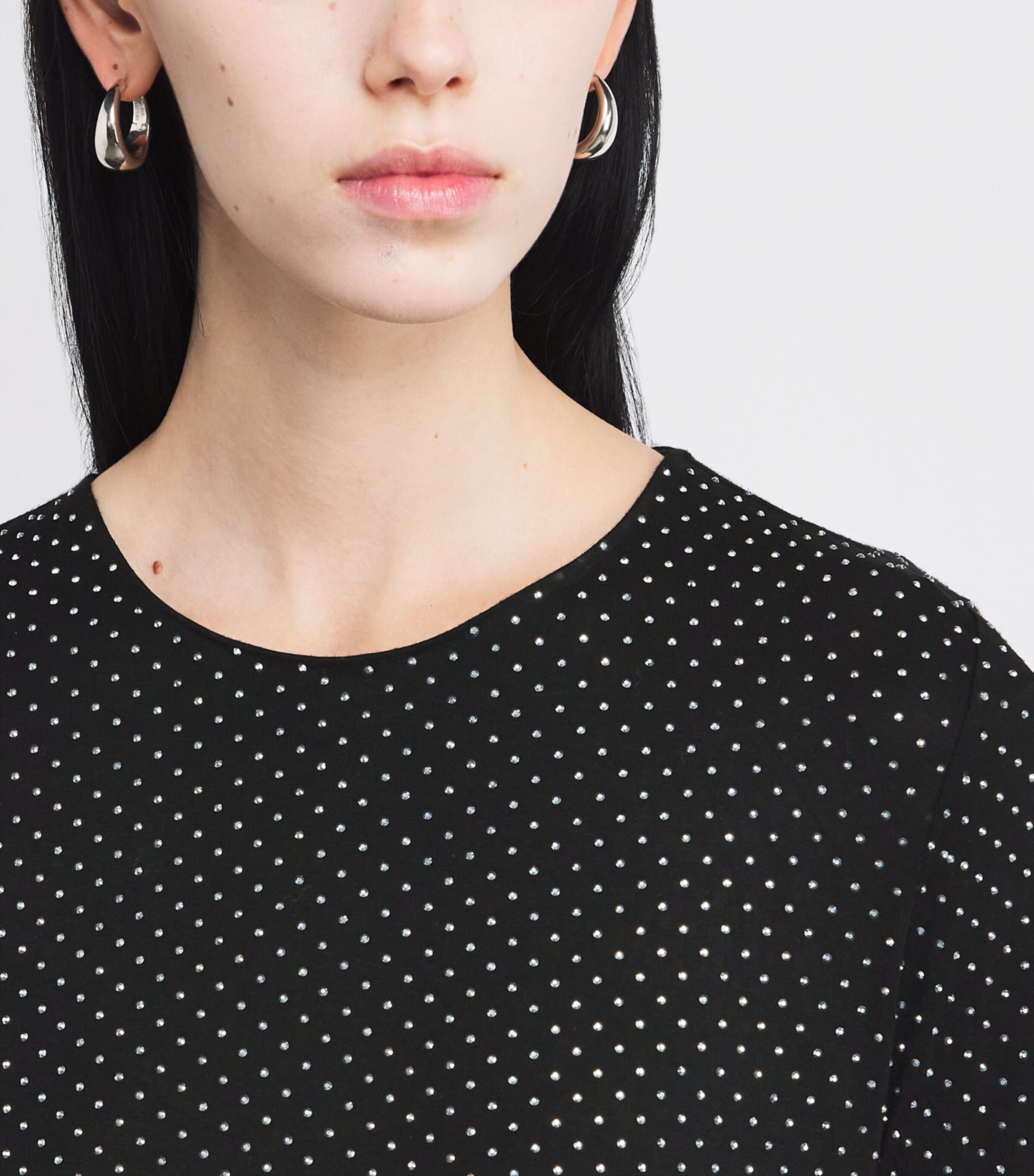 FRAME Womens Jersey Rhinestone-Embellished Top Black Image 6