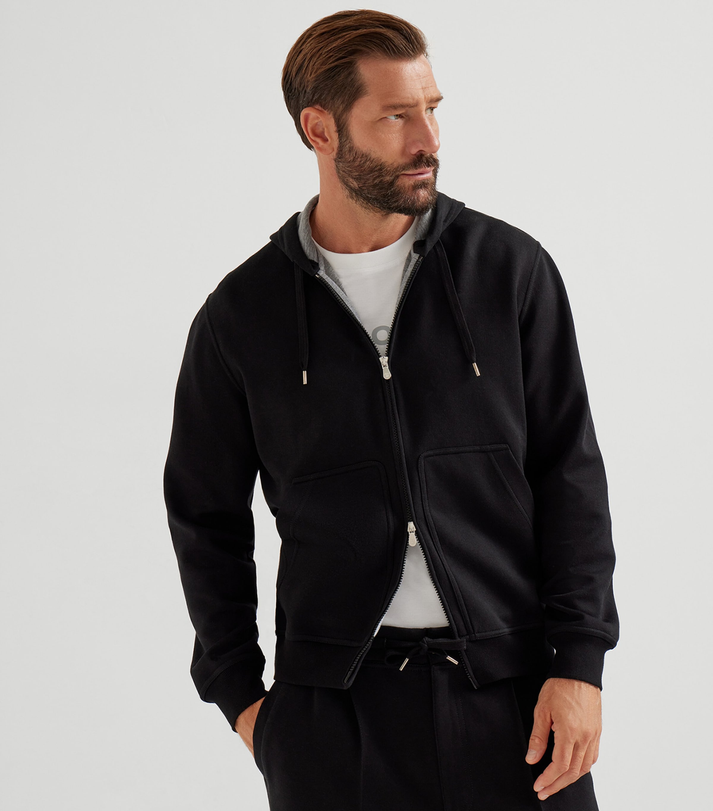 Brunello Cucinelli Black Cotton-Blend Zip-Up Hoodie | Harrods UK