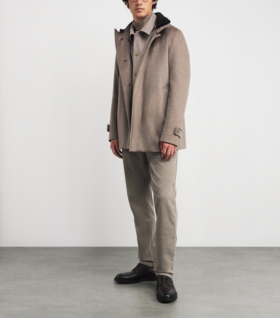 Cashmere Shearling-Trim Car Coat 2700 BEIGE Image 2